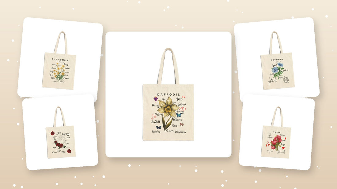 Cute floral and Christmas canvas tote bags