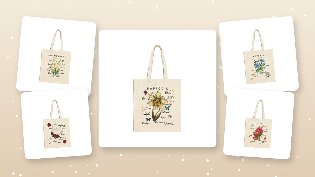 Cute floral and Christmas canvas tote bags