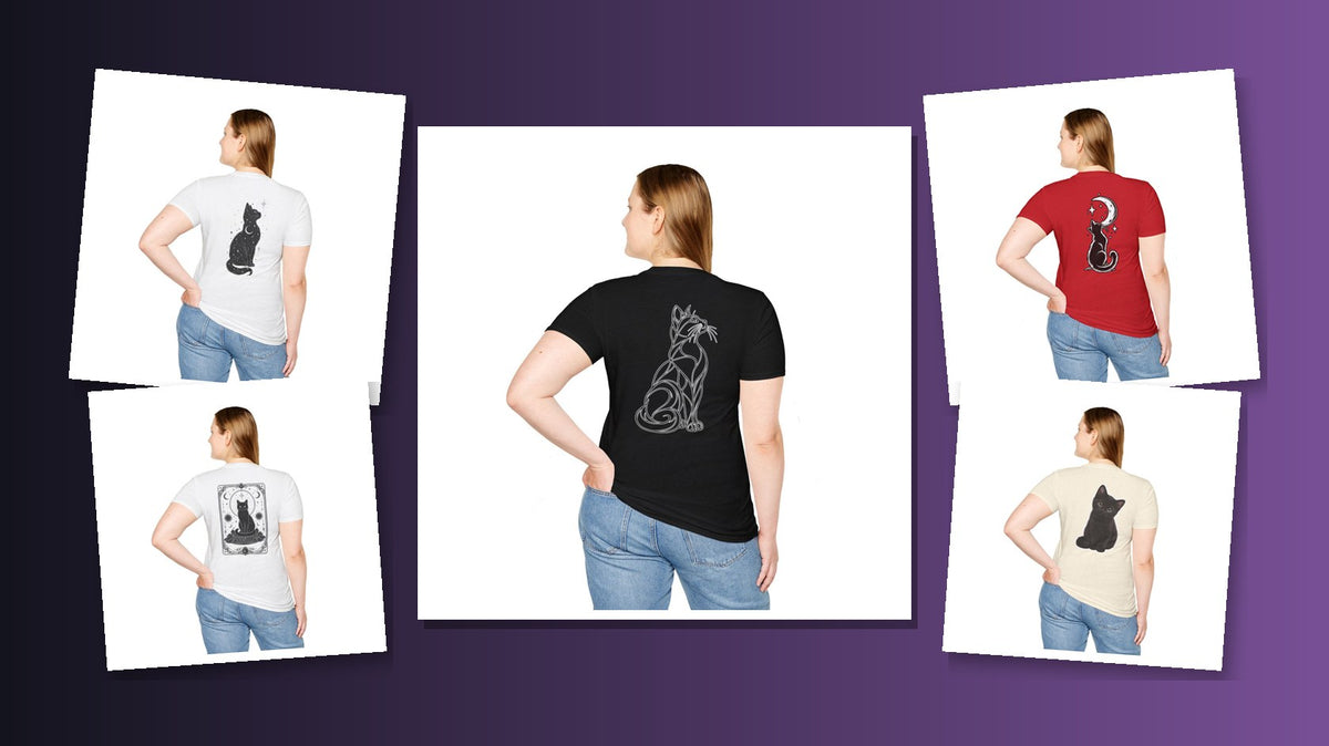 Black cat shirts for cat moms collage