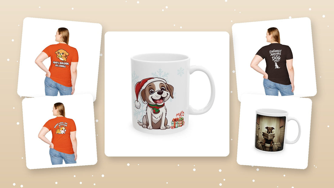 Gifts for dog lovers: funny dog breed t-shirts and dog mugs