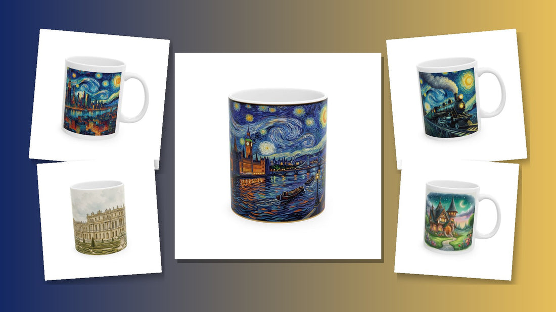 Gifts for art lovers Van Gogh mugs collage