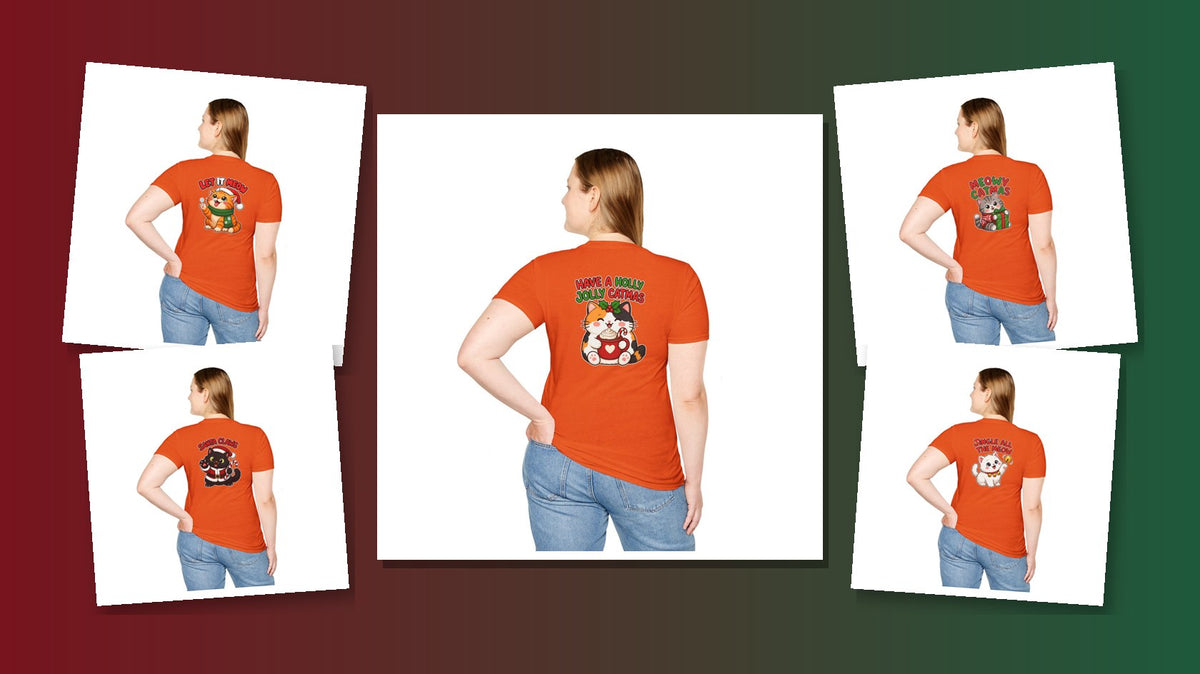 Cute Christmas cat t-shirts collage