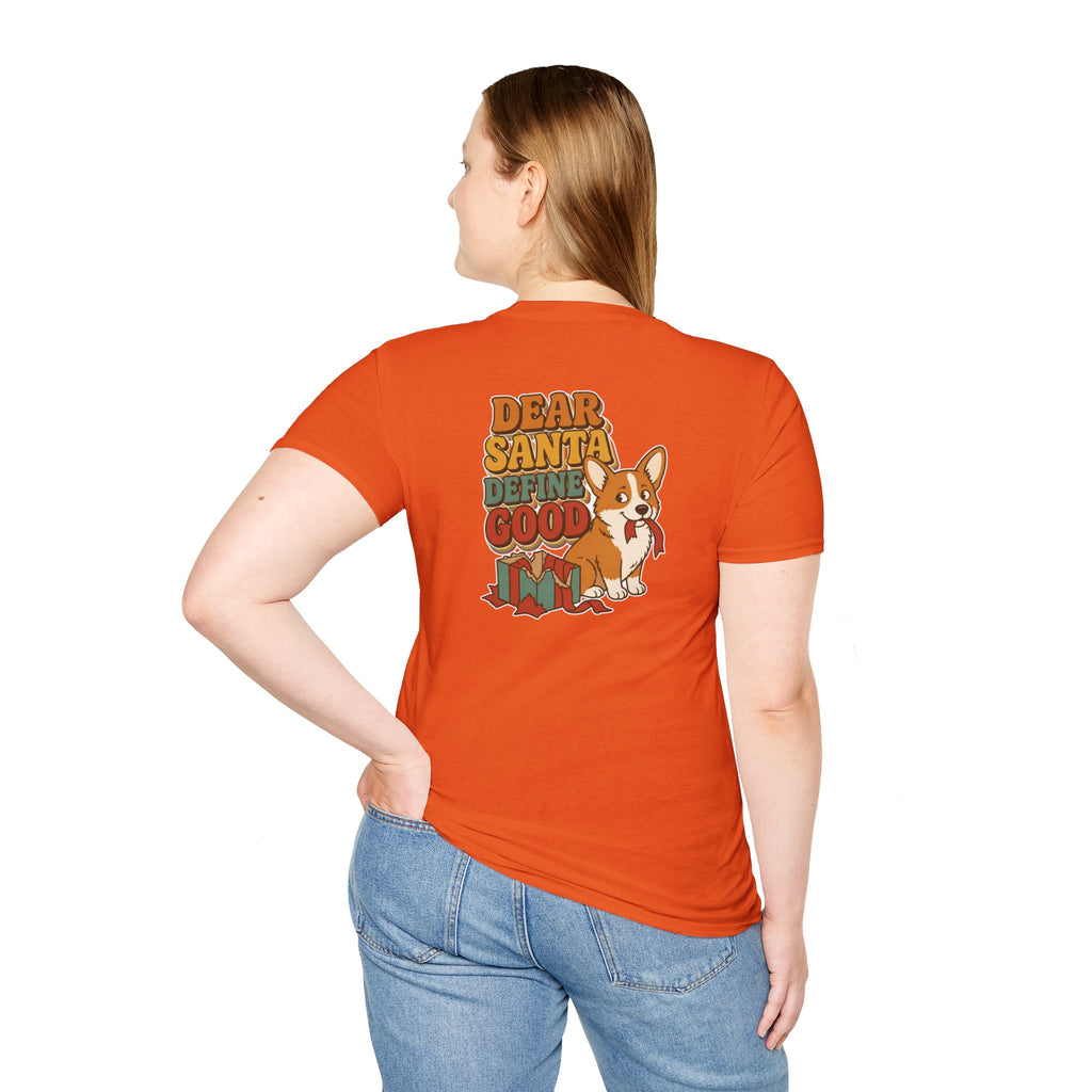 Retro Christmas Dog T-Shirt Dear Santa Define Good Vintage Dog Lover Shirt Unisex Softstyle Tee Christmas Gift