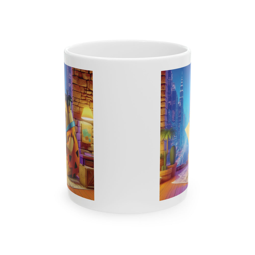 3D Fred Flintstone Mug in Tech Era in New York Ceramic Mug Coffee Cup Gift Kids 11oz