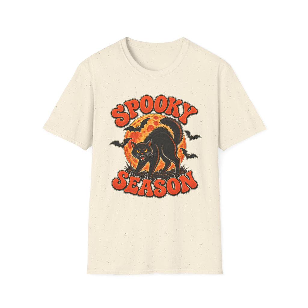 Retro Black Cat Halloween Shirt | Vintage Spooky Season Graphic Tee | Womens Halloween T-Shirt