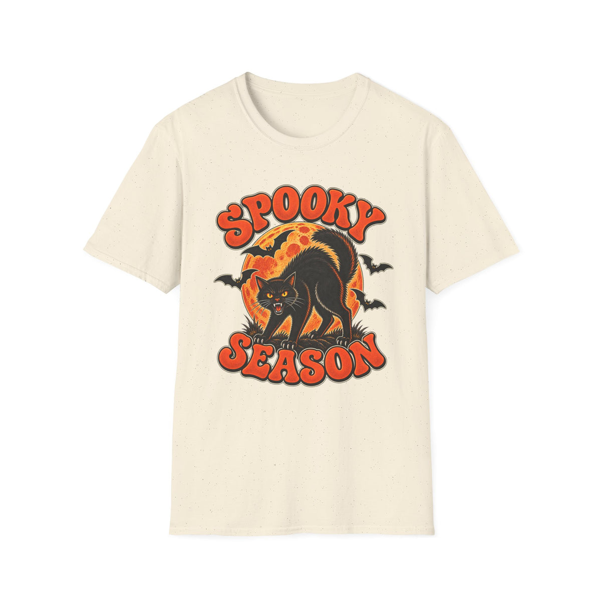 Retro Black Cat Halloween Shirt | Vintage Spooky Season Graphic Tee | Womens Halloween T-Shirt