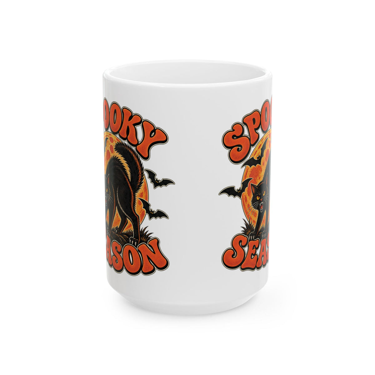 Retro Black Cat Halloween Mug | Vintage Spooky Season Coffee Mug | Halloween Cat Lover Gift