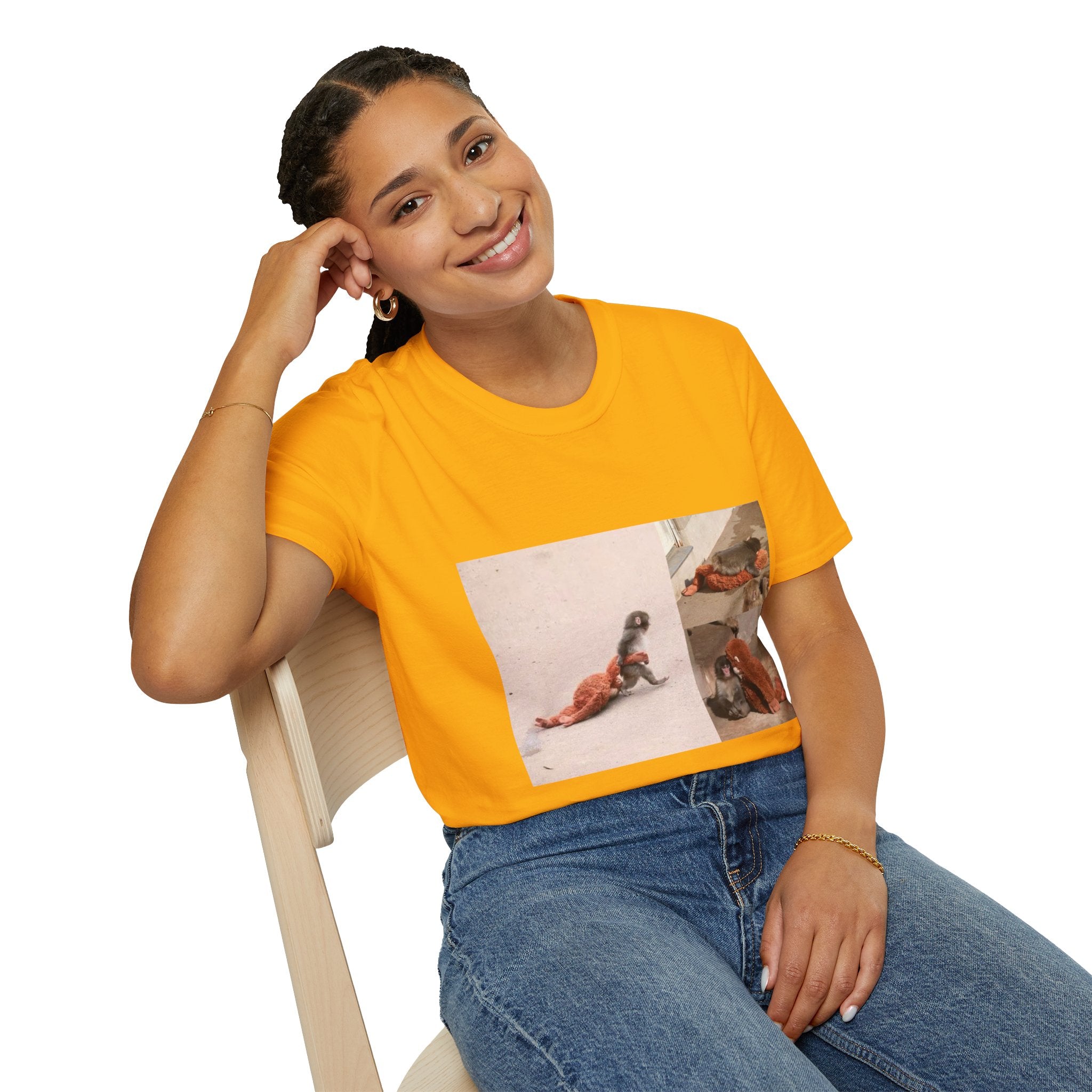 Funny Punch Monkey Viral Animal Tshirt Cute Trendy Unisex Softstyle T-Shirt Gift