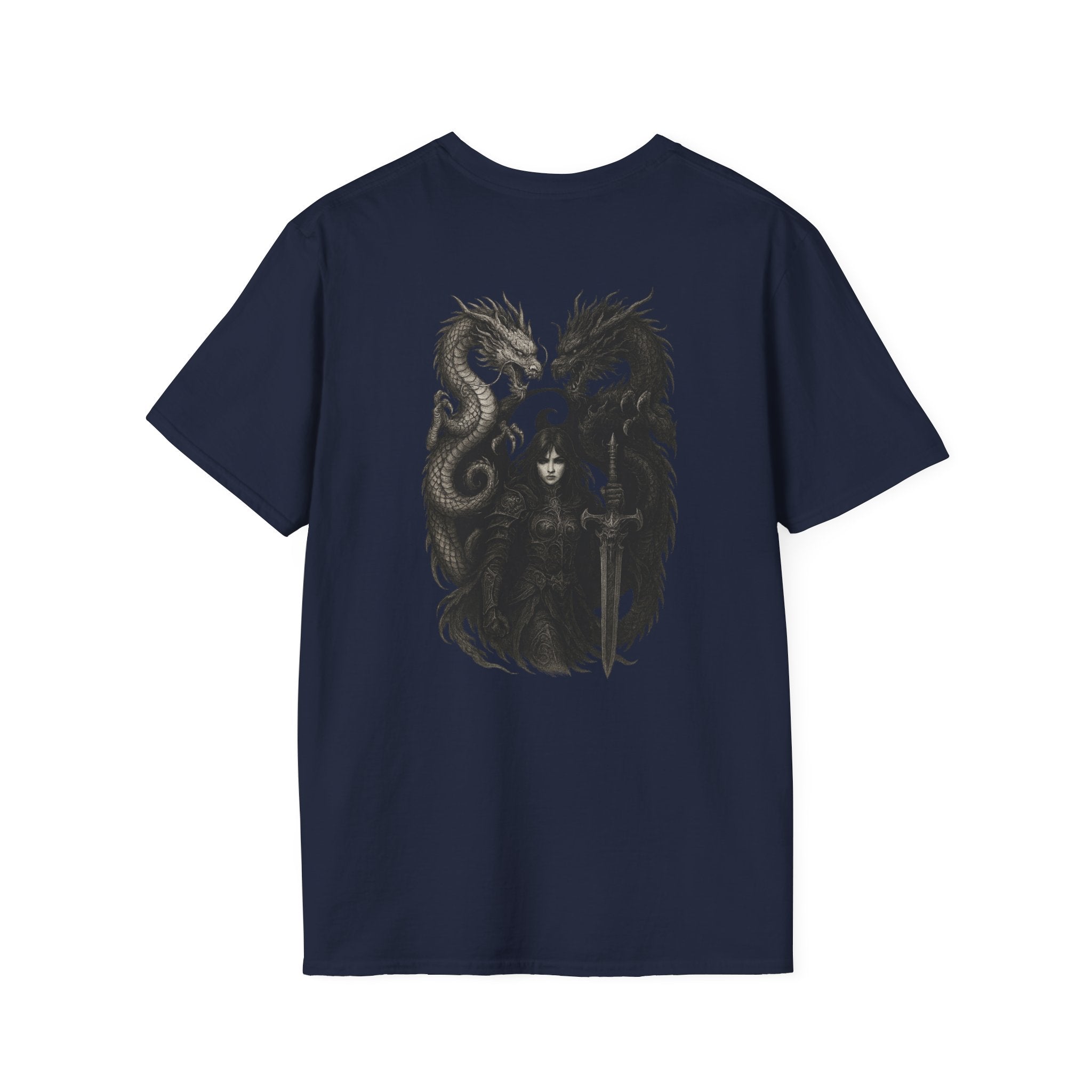 Dragon T-shirt Men Women Graphic Tee Clothing Apparel Symbol Ying Yang In Back