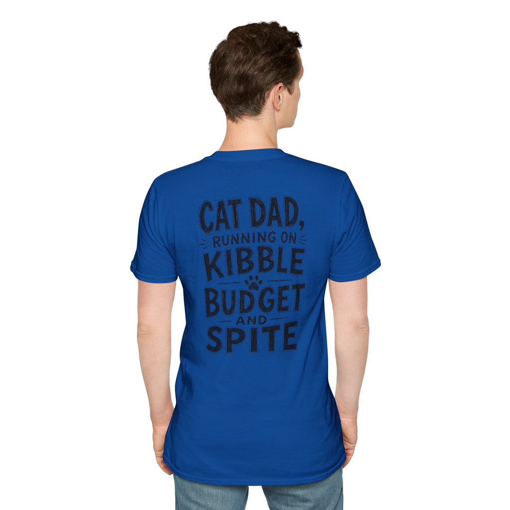 Cat Dad Shirt Running on Kibble Budget and Spite Dark Humor Tee Unique Gift Funny Tshirt