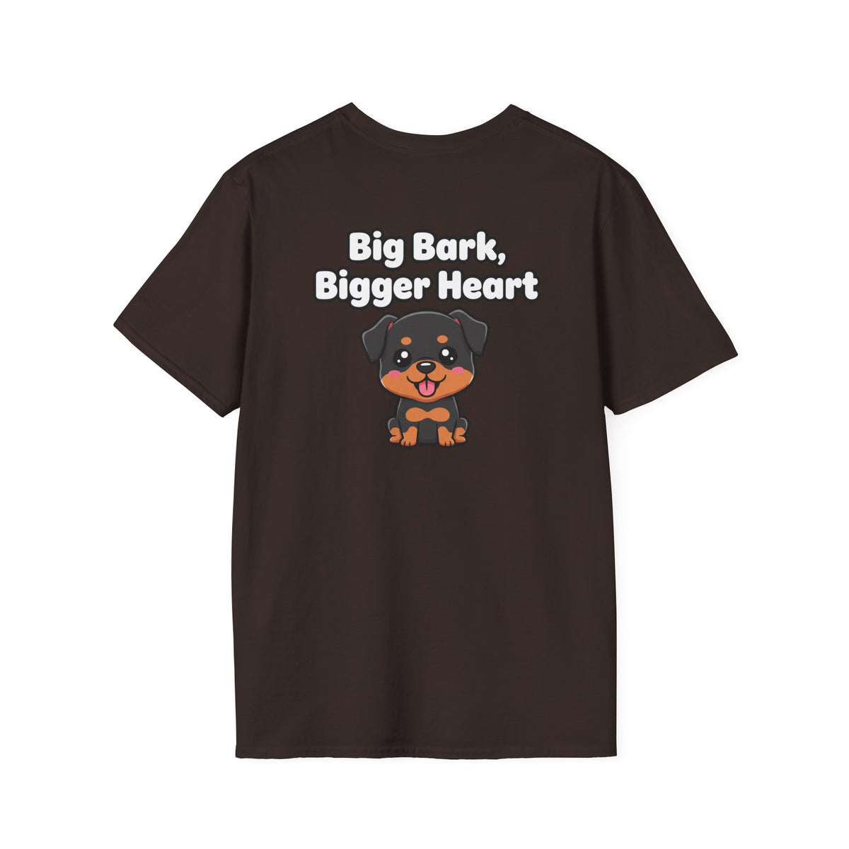 Cute Rottweiler Shirt Big Bark, Bigger Heart Funny Dog Lover Unisex Softstyle Tee Gift