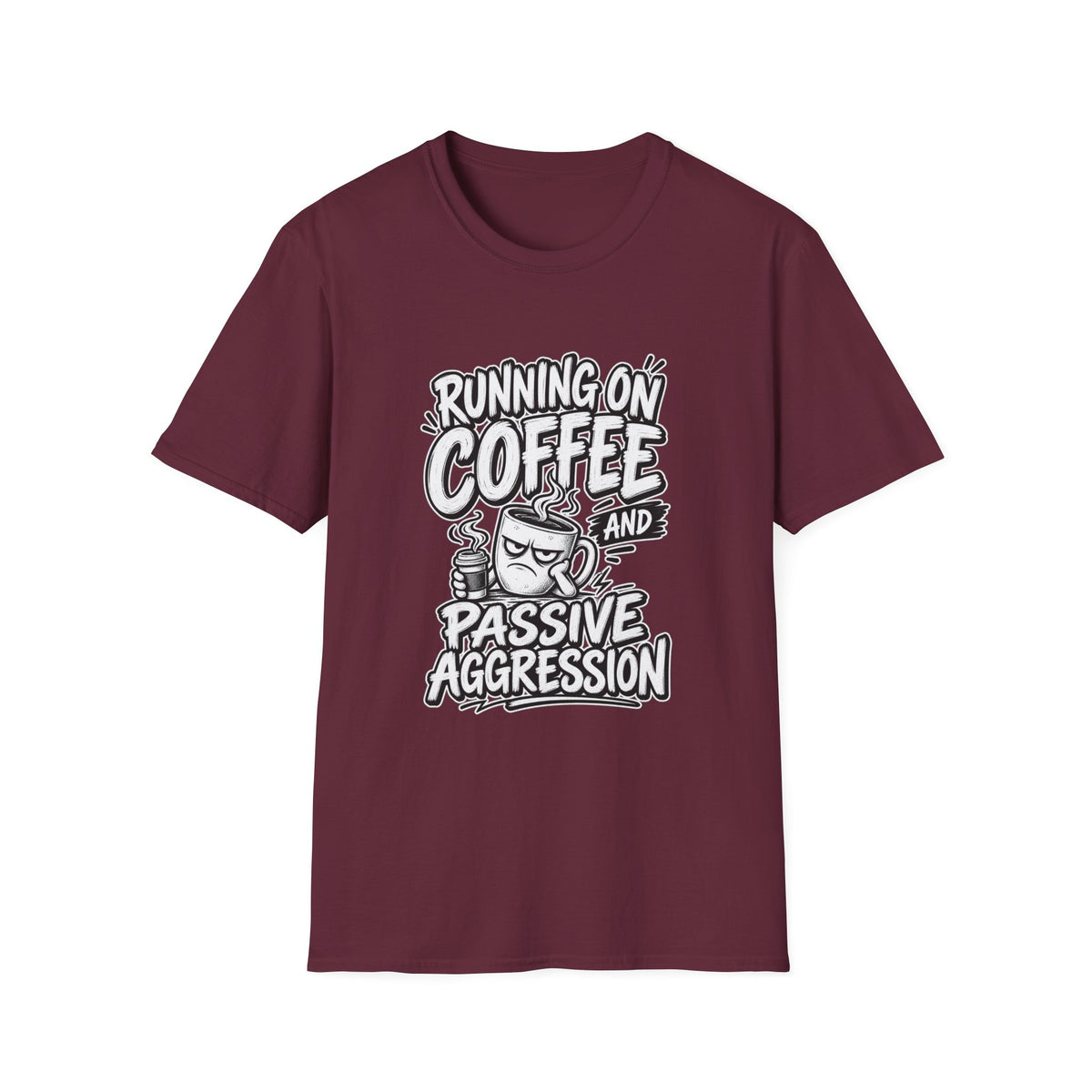 Funny Dark Humor Tshirt — Funny Office Tshirt Dark Humor Graphic Tee Unique Coworker Gift  RUNNING ON COFFEE AND PASSIVE AGGRESSION Shirt