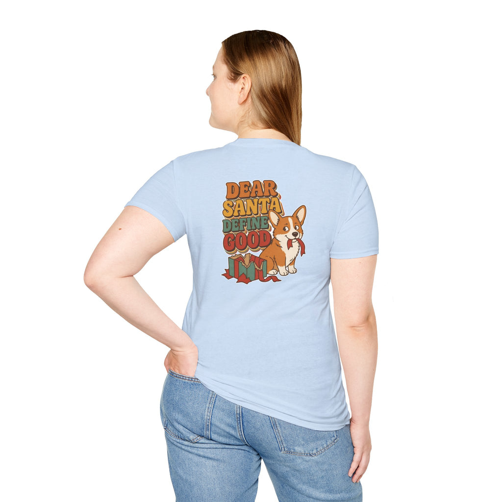 Retro Christmas Dog T-Shirt Dear Santa Define Good Vintage Dog Lover Shirt Unisex Softstyle Tee Christmas Gift