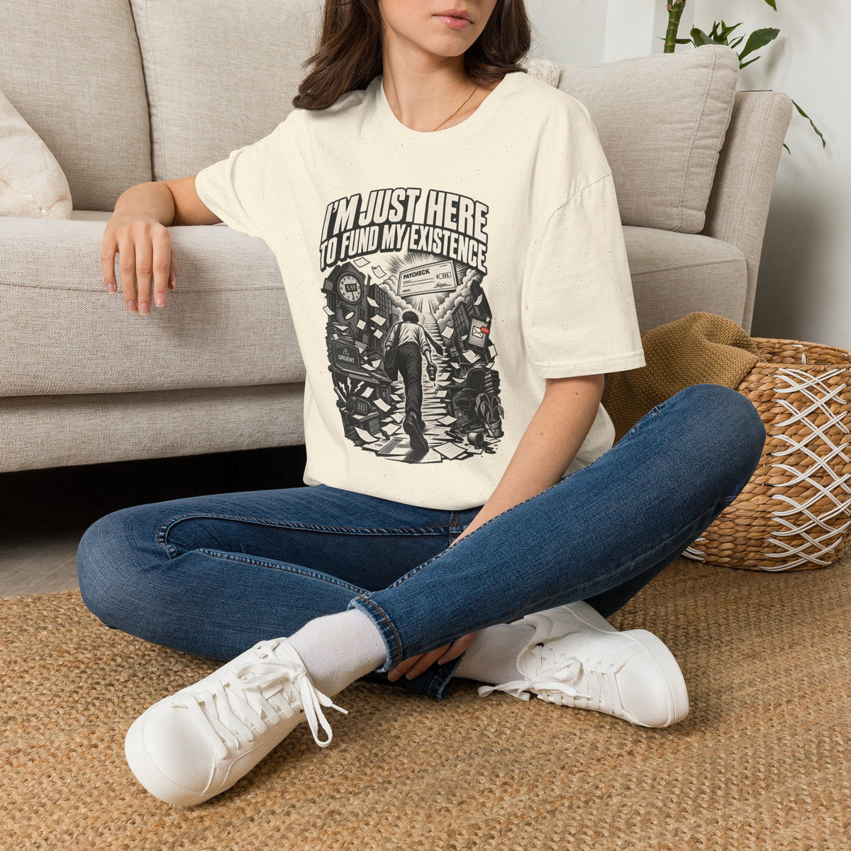 Funny Dark Humor Tshirt — Funny Office Tshirt Dark Humor Graphic Tee Unique Coworker Gift I'M JUST HERE TO FUND MY EXISTENCE Shirt