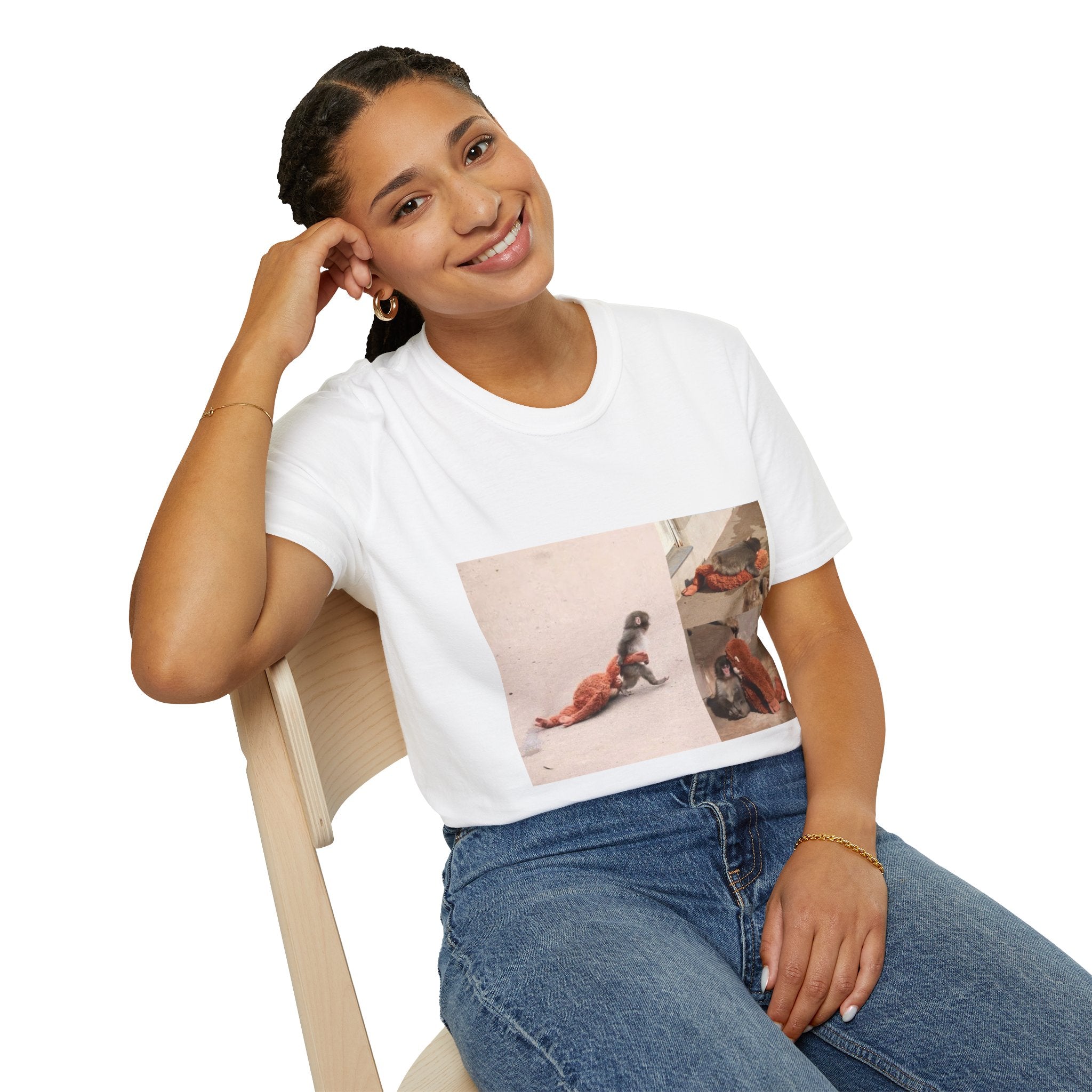 Funny Punch Monkey Viral Animal Tshirt Cute Trendy Unisex Softstyle T-Shirt Gift