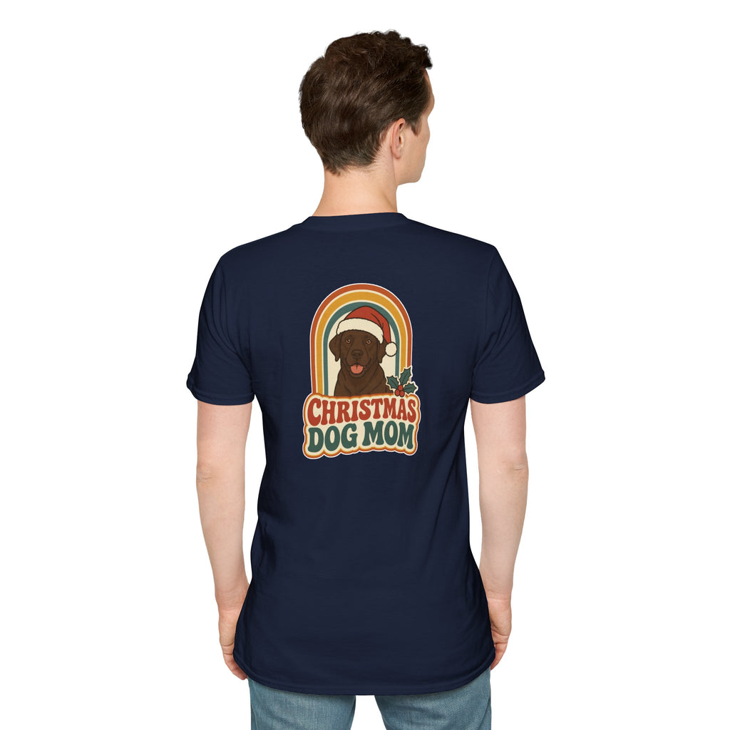 Retro Christmas Dog T-Shirt Christmas Dog Mom Vintage Dog Lover Shirt Unisex Softstyle Tee Christmas Gift