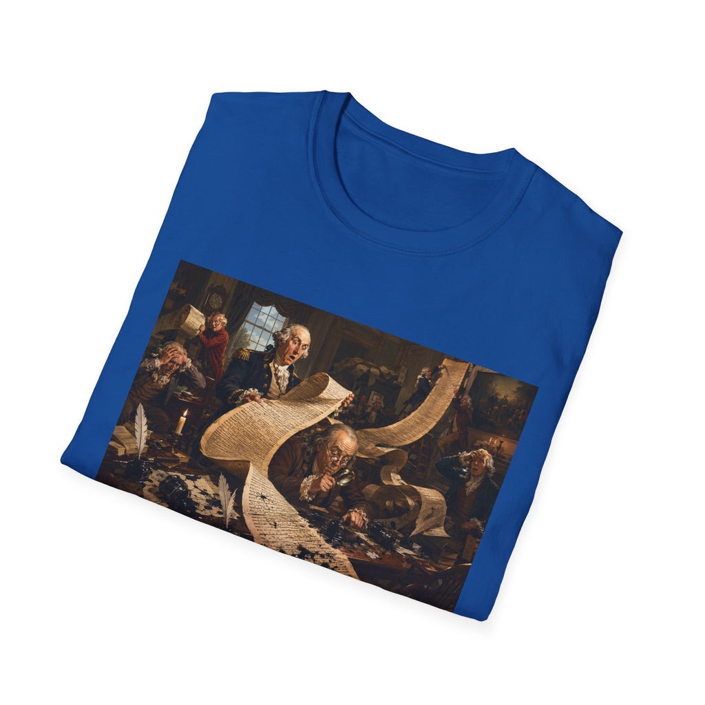 Funny USA Unisex Softstyle T-Shirt Giant Declaration Team Funny Patriotic T-Shirt United States of America Benjamin Franklin George Washington Tshirts