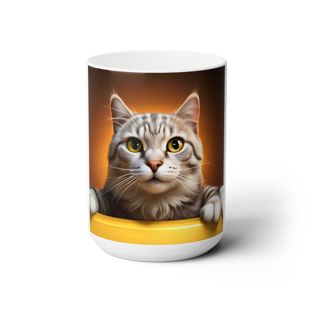 Funny Cute Cat 3D White Ceramic Coffee Tea Mug Gift For Kids Pet Unique 15oz