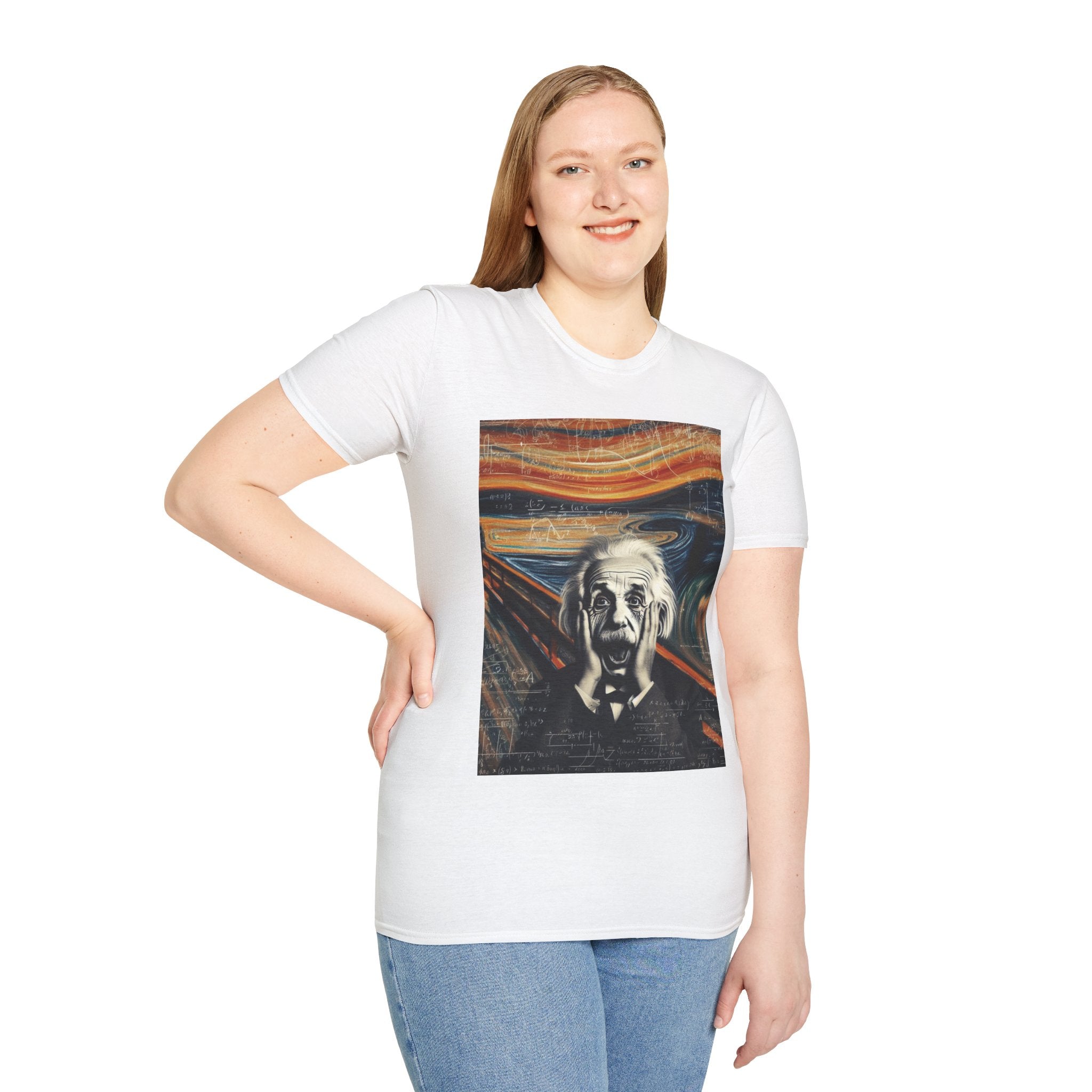 Funny Einstein Unisex Softstyle T-Shirt Edvard Munch Scream Cotton Gift Men Lady