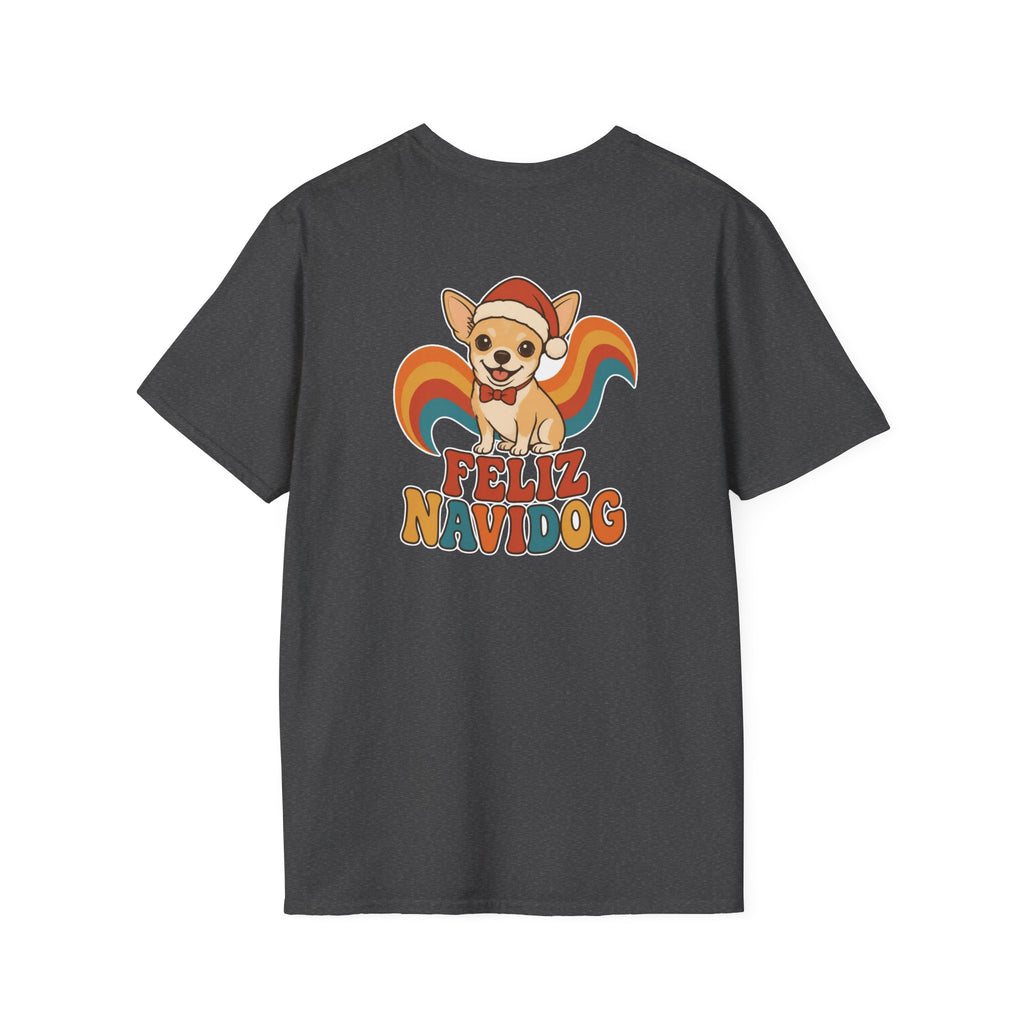 Retro Christmas Dog T-Shirt Feliz Navidog Vintage Dog Lover Shirt Unisex Softstyle Tee Christmas Gift