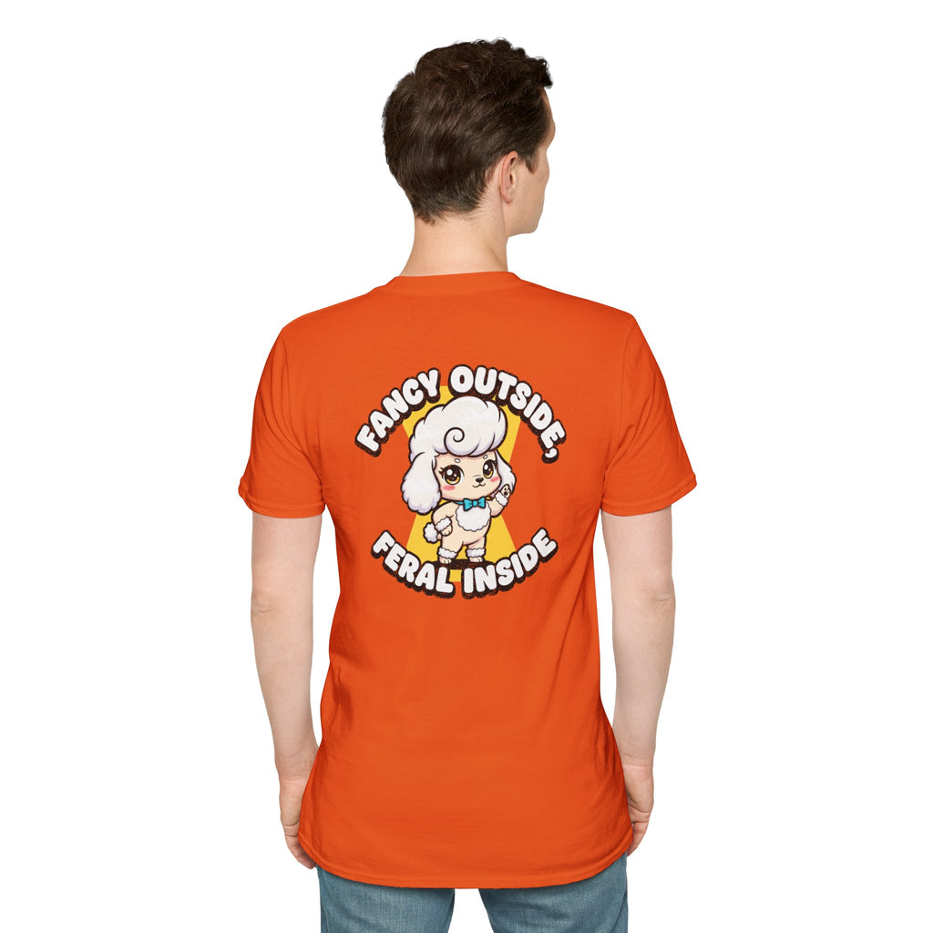 Cute Poodle Shirt Fancy Outside, Feral Inside Funny Dog Lover Unisex Softstyle Tee Gift