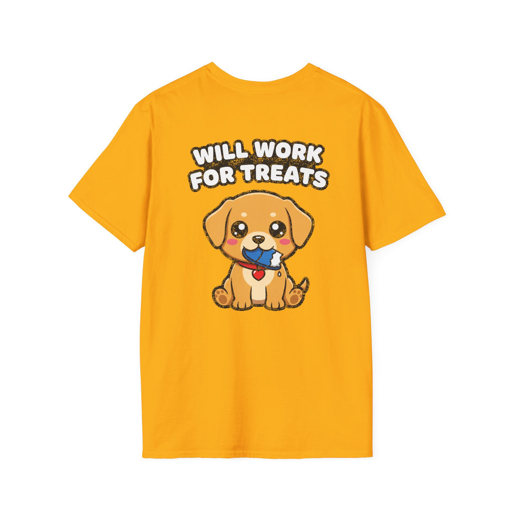 Cute Labrador Shirt Will Work For Treats Funny Dog Lover Unisex Softstyle Tee Gift