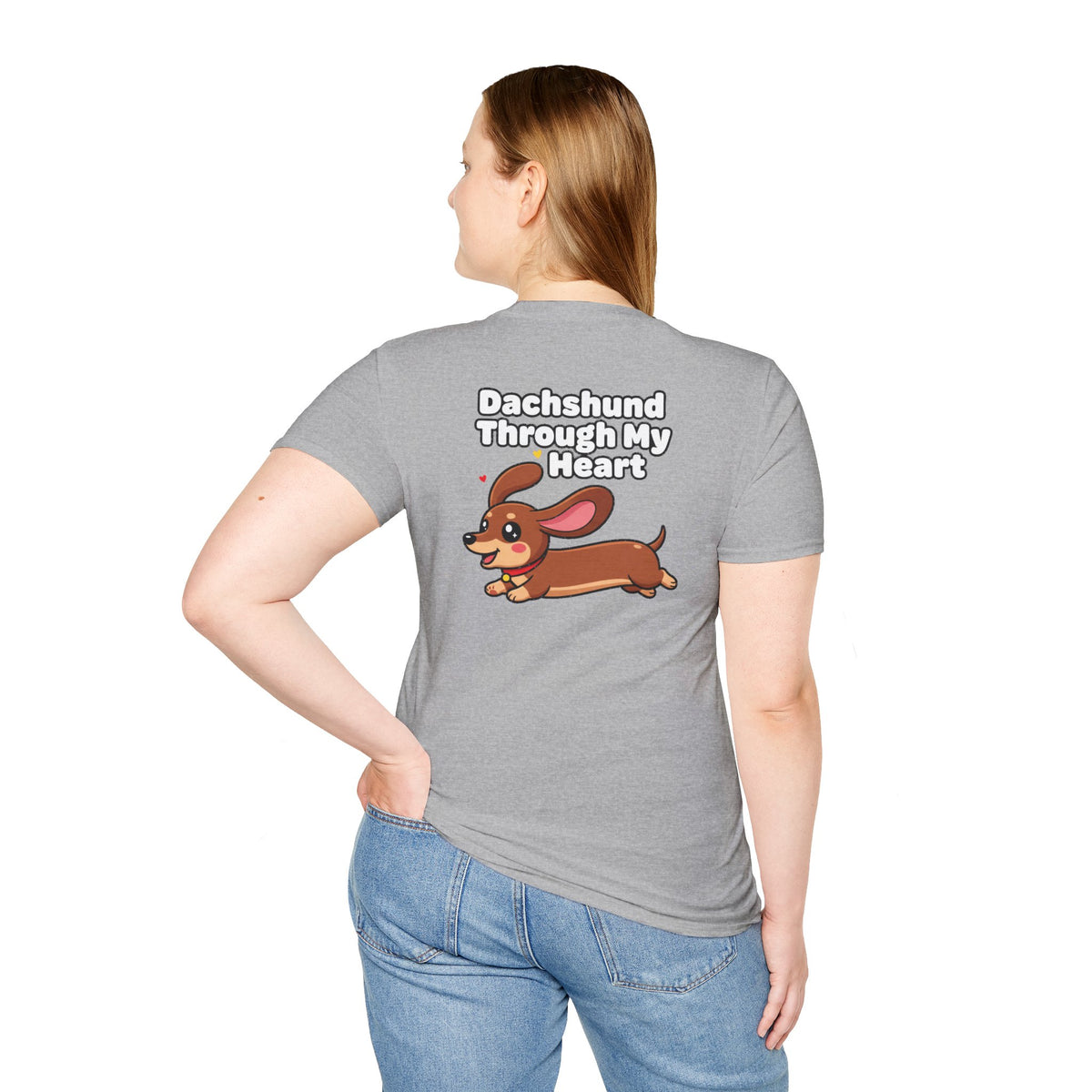 Cute Dachshund Shirt Dachshund Through My Heart Funny Dog Lover Unisex Softstyle Tee Gift