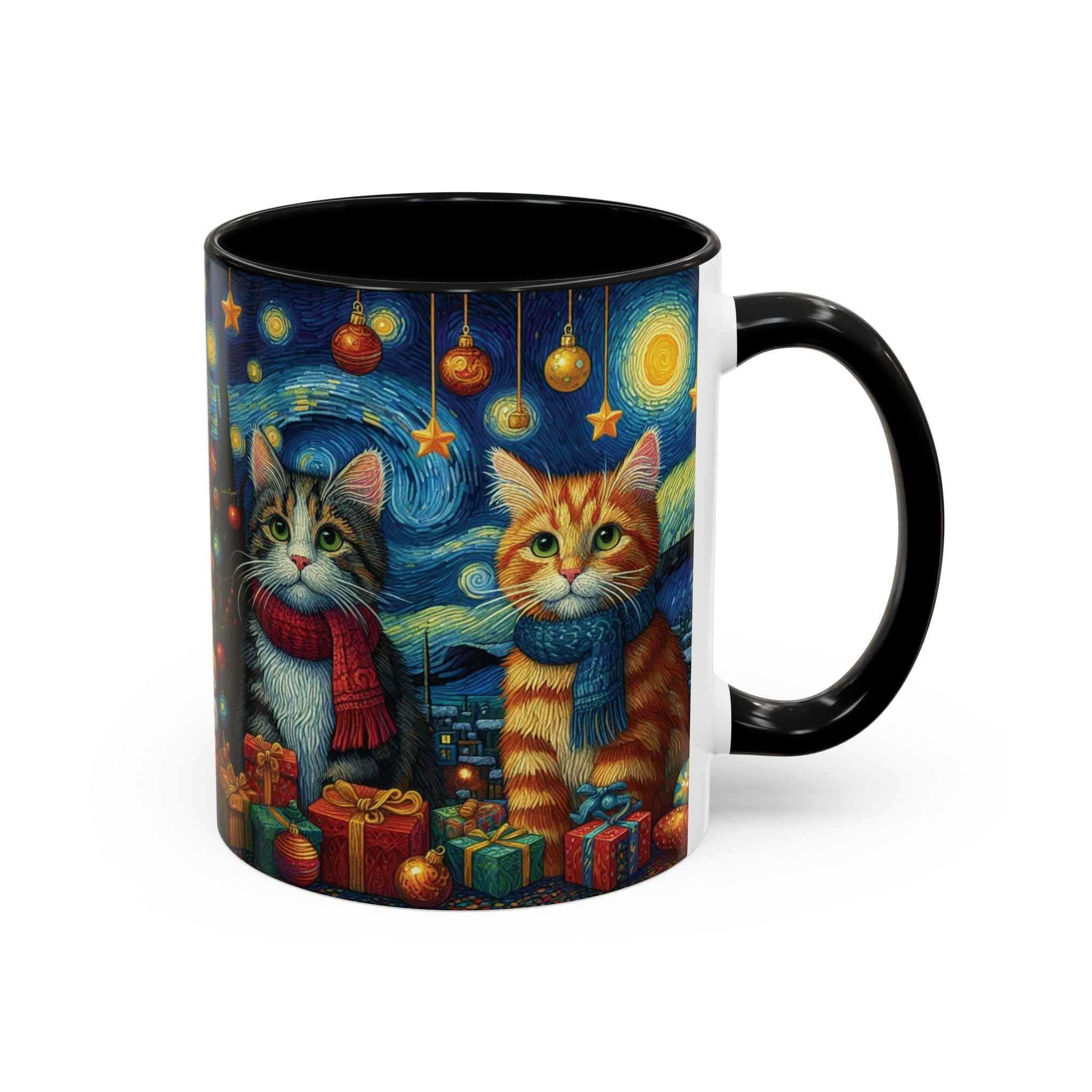 Christmas Mug Cats Mug Mom Van Gogh Art Funny Coffee Tea Ceramic Mug Cup Pink