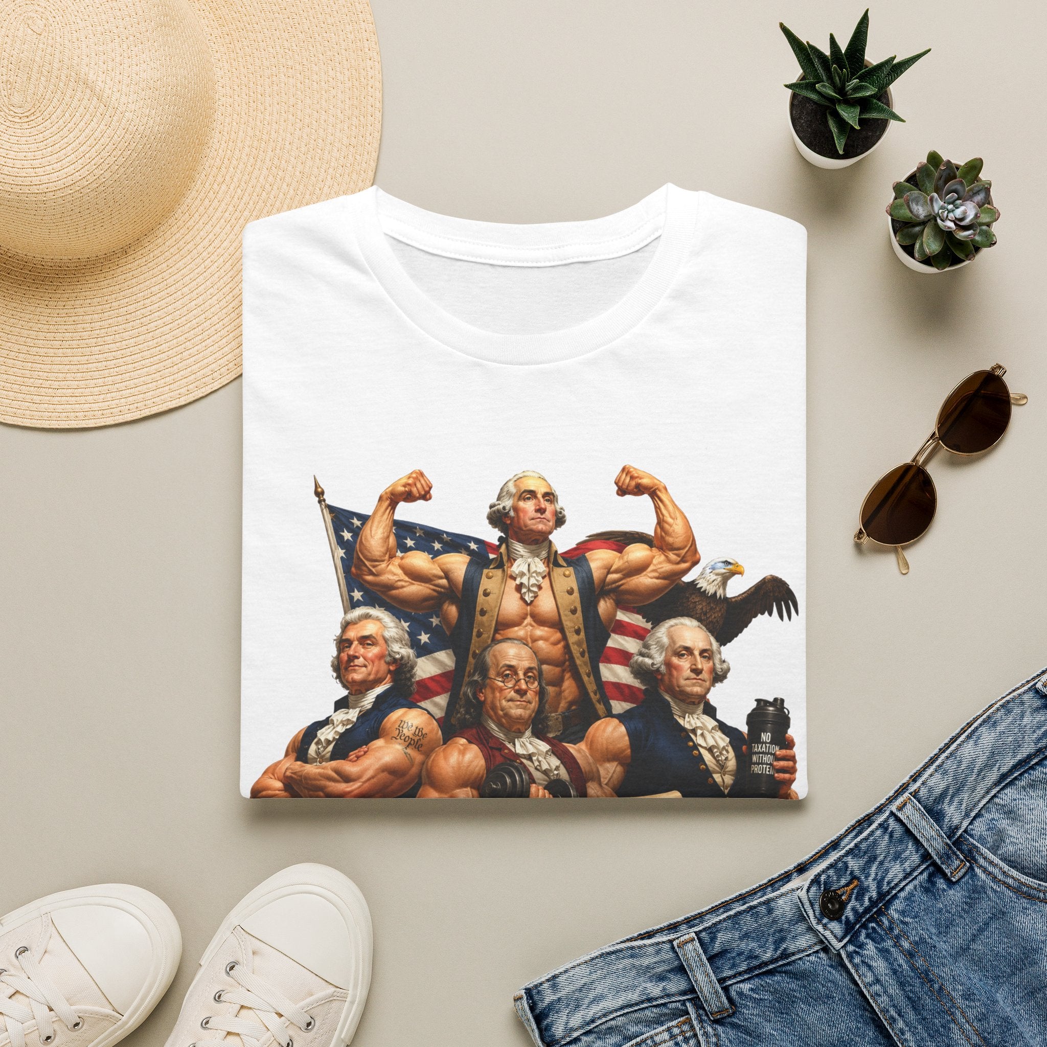 Funny USA Unisex Softstyle T-Shirt Giant Declaration Receipt Funny Patriotic T-Shirt United States of America Benjamin Franklin George Washington Tshirt