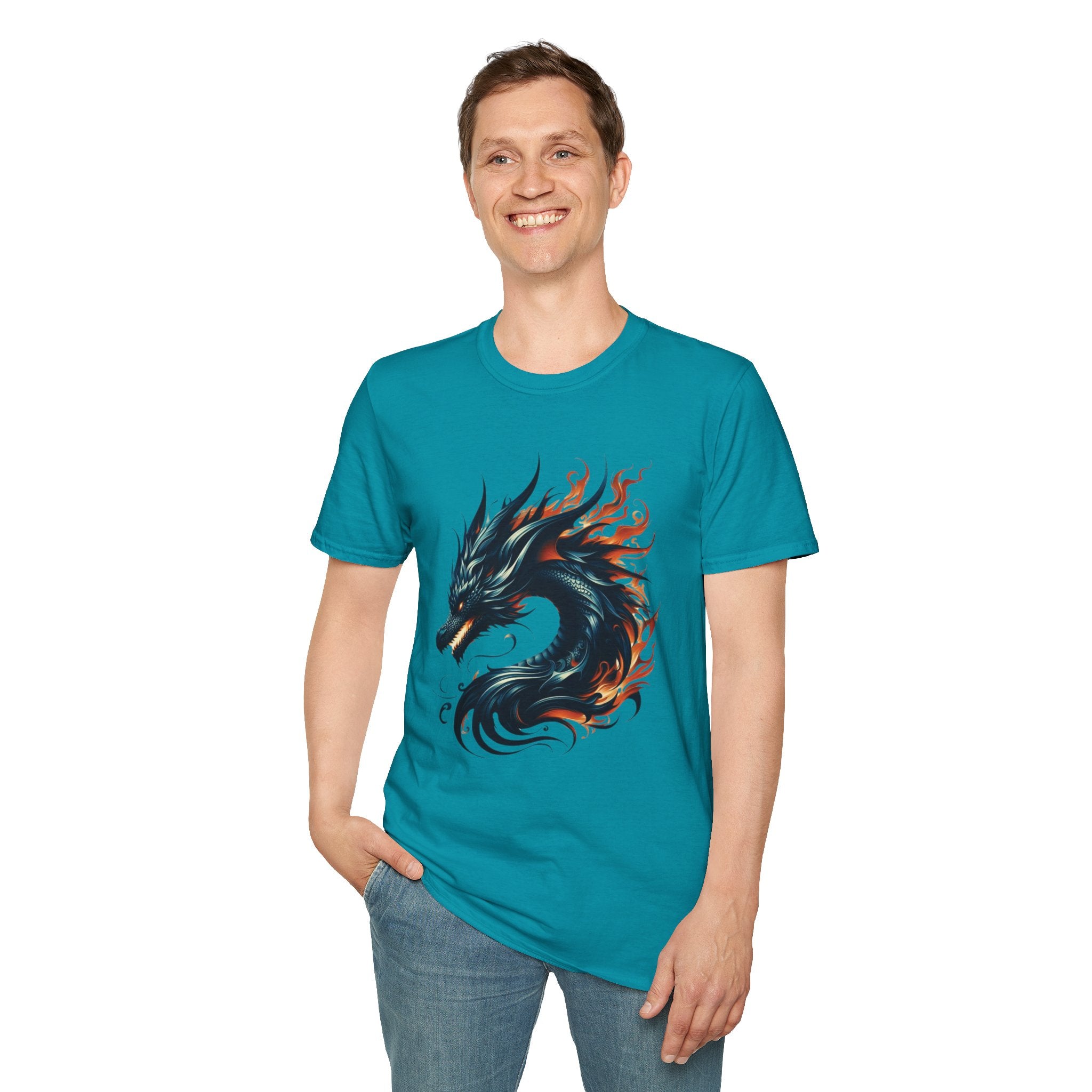 Dragon T-shirt Mens Graphic Tee Clothing Apparel Chinese Symbol Unisex Softstyle