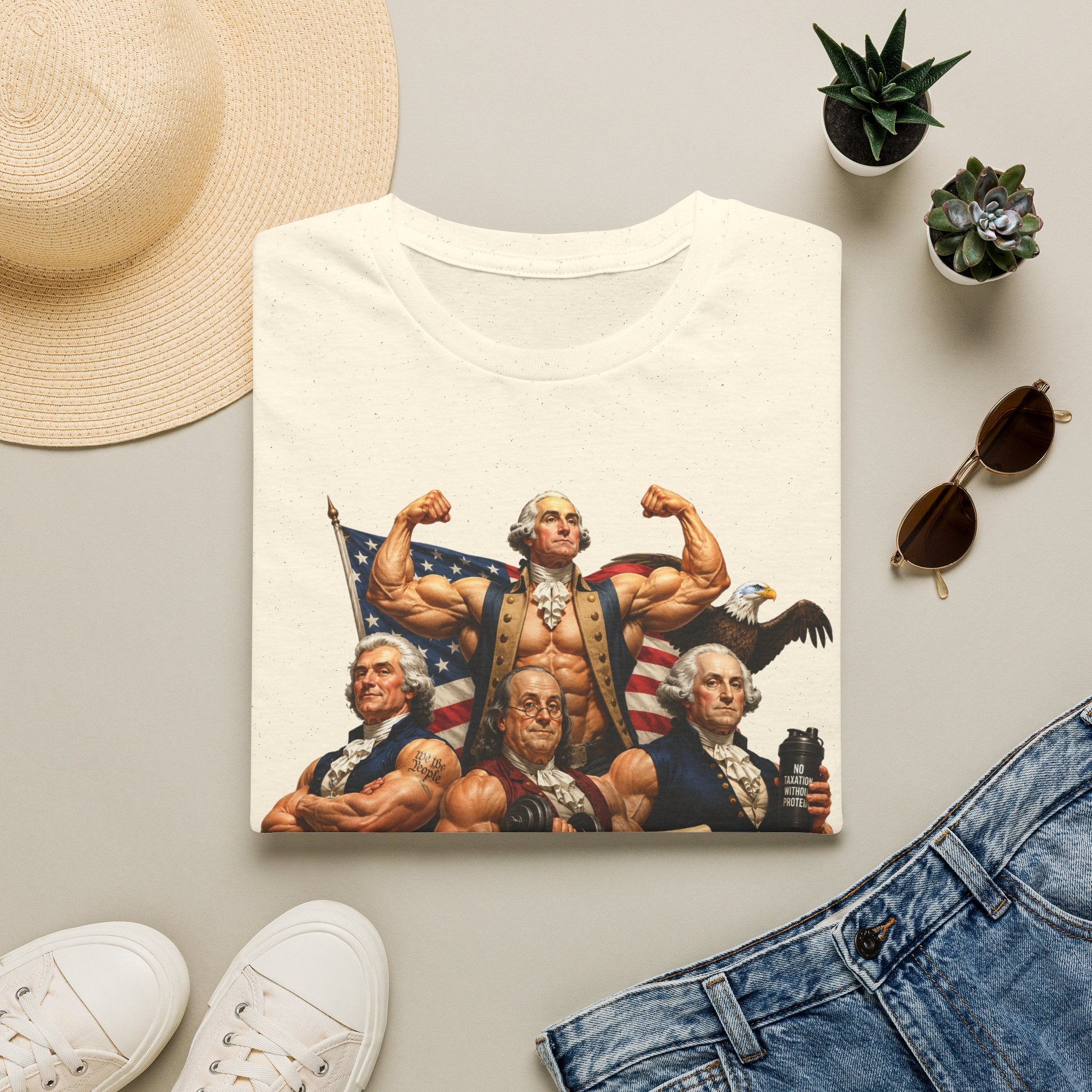 Funny USA Unisex Softstyle T-Shirt Giant Declaration Receipt Funny Patriotic T-Shirt United States of America Benjamin Franklin George Washington Tshirt