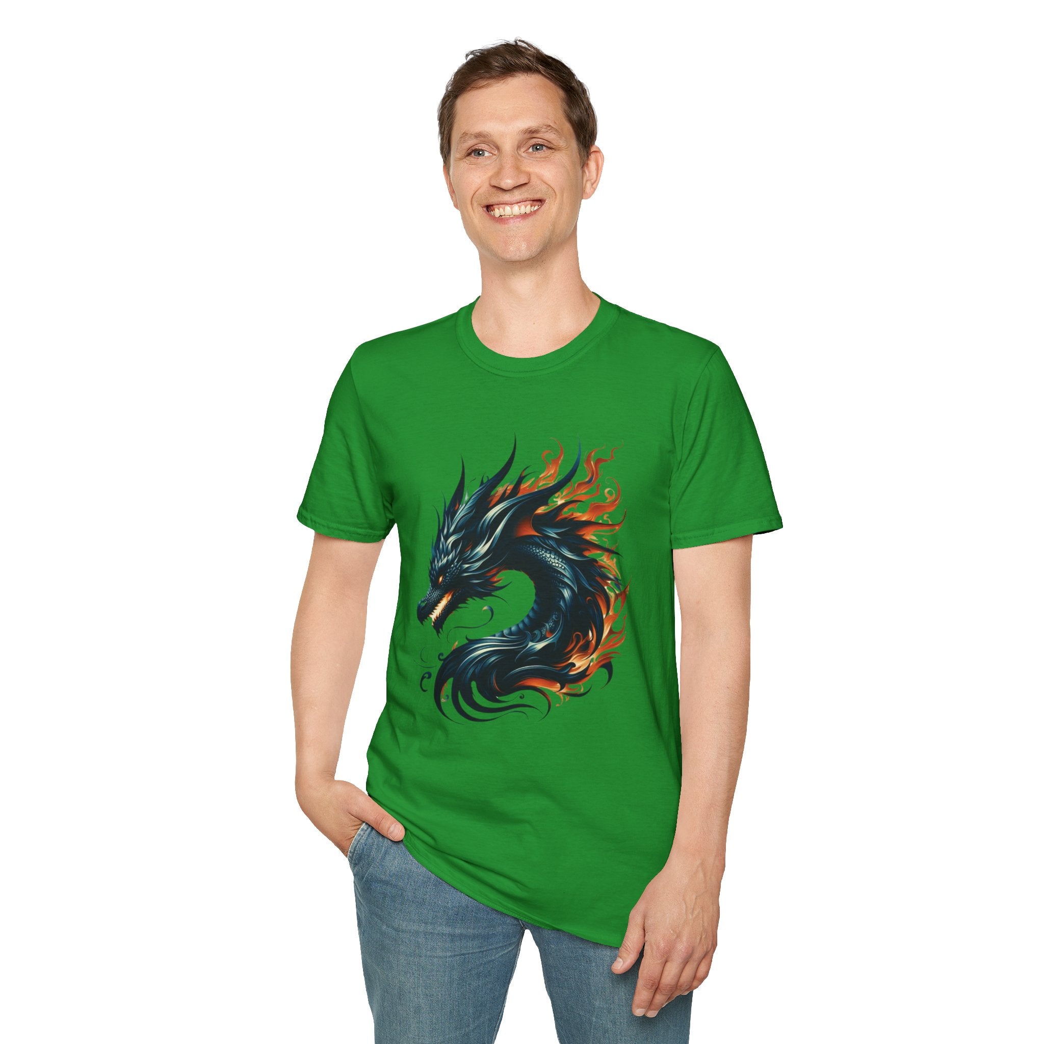 Dragon T-shirt Mens Graphic Tee Clothing Apparel Chinese Symbol Unisex Softstyle