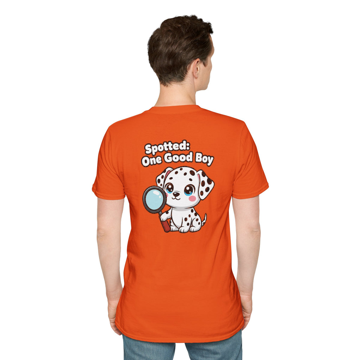 Cute Dalmatian Shirt Spotted: One Good Boy Funny Dog Lover Unisex Softstyle Tee Gift
