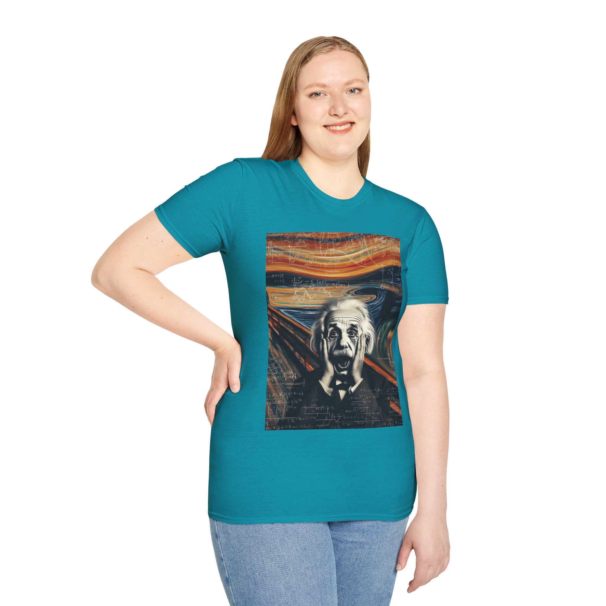 Funny Einstein Unisex Softstyle T-Shirt Edvard Munch Scream Cotton Gift Men Lady