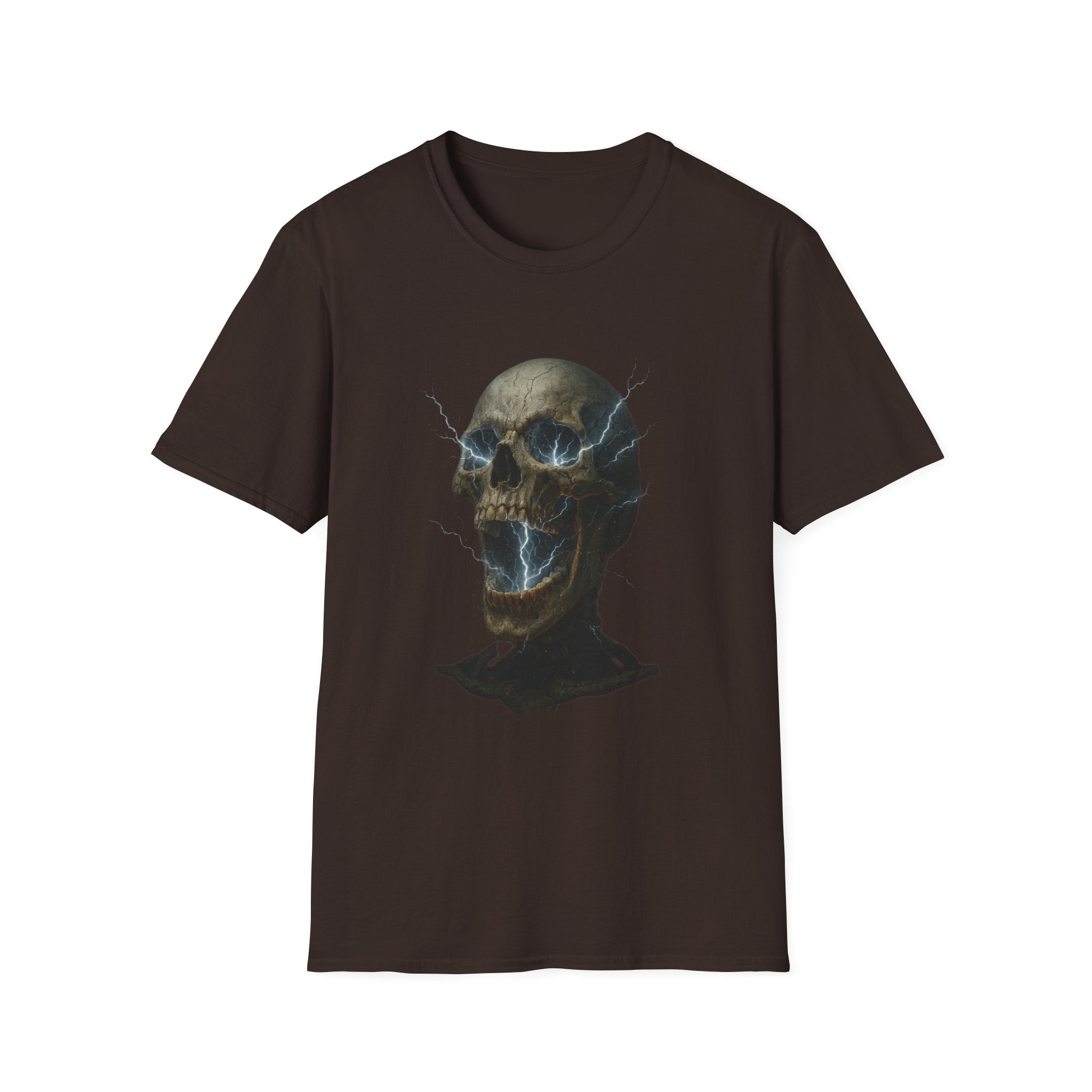 Funny Mens Electric Skull T-Shirt Classic Short Sleeve Shirt Apparel Clothing
