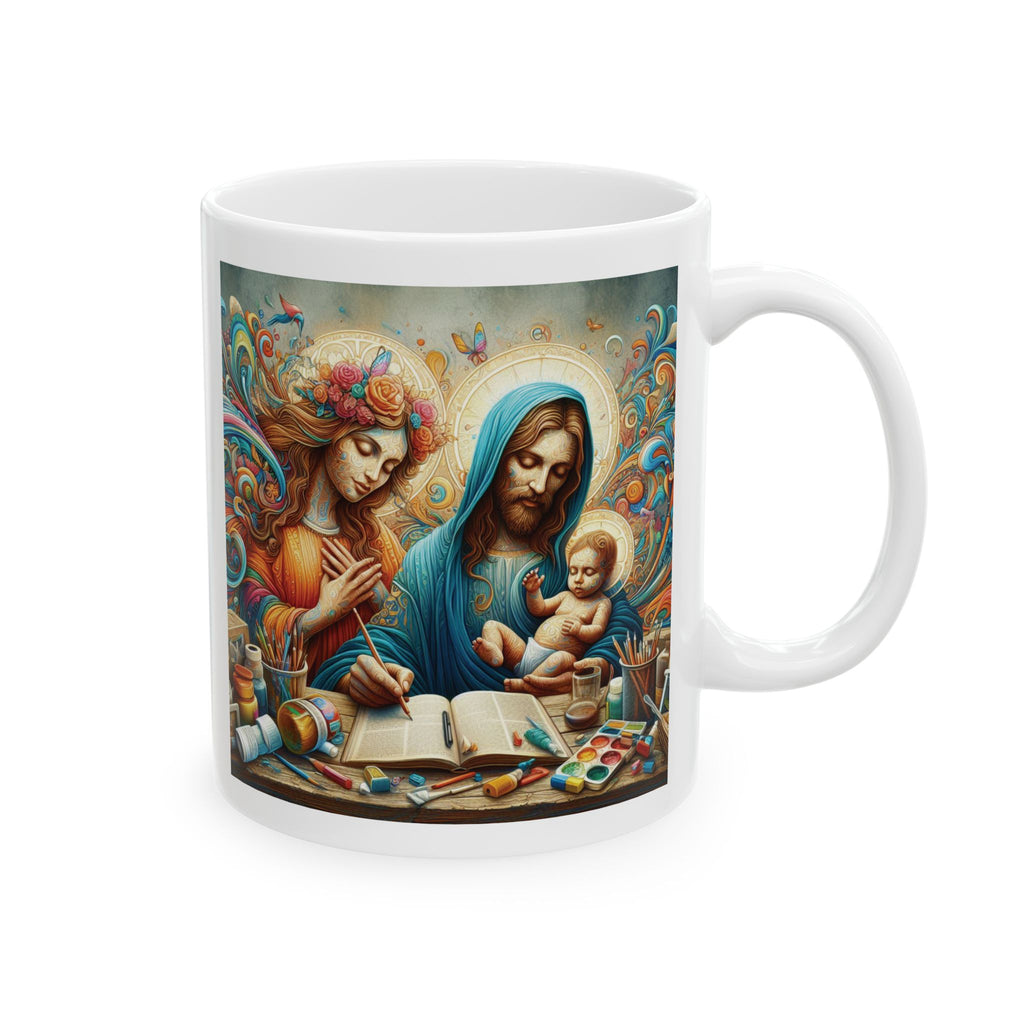 Holy Family Art Ceramic Coffee Mug, Christian Religious Gift, Jesus Mary 11oz