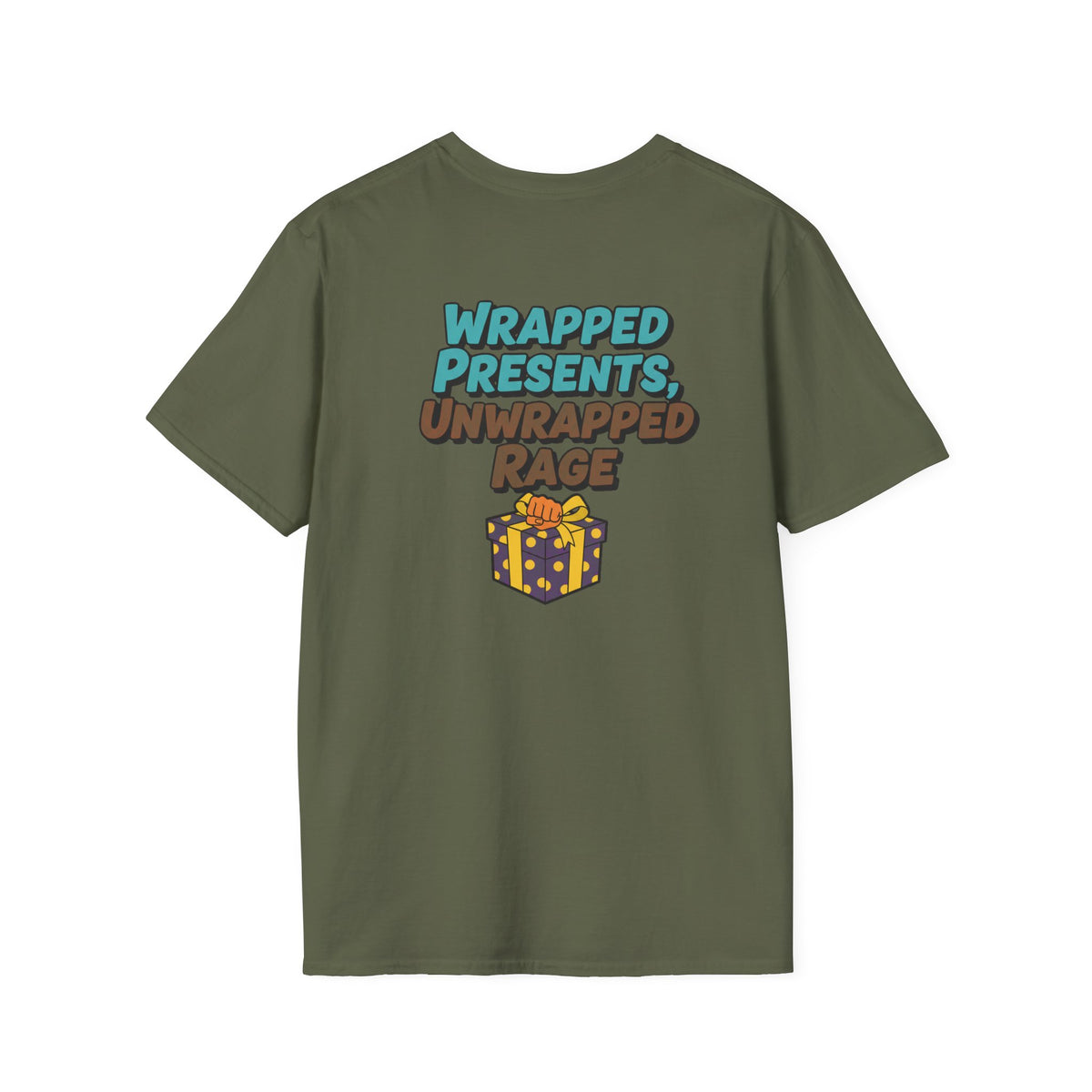 Dark Humor Christmas Shirt Wrapped Presents Unwrapped Rage Funny Sarcastic Unisex Softstyle Tee Adult Christmas Gift