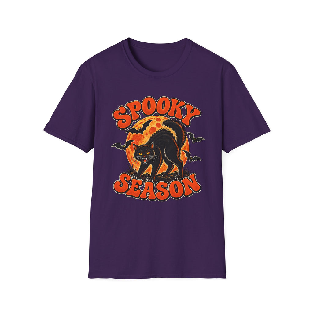 Retro Black Cat Halloween Shirt | Vintage Spooky Season Graphic Tee | Womens Halloween T-Shirt