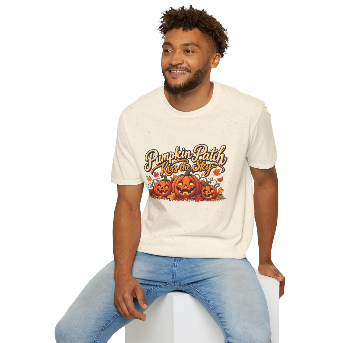 Pumpkin Patch Kiss the Sky Shirt | Cute Fall Jack-O'-Lantern Graphic Tee | Womens Halloween T-Shirt