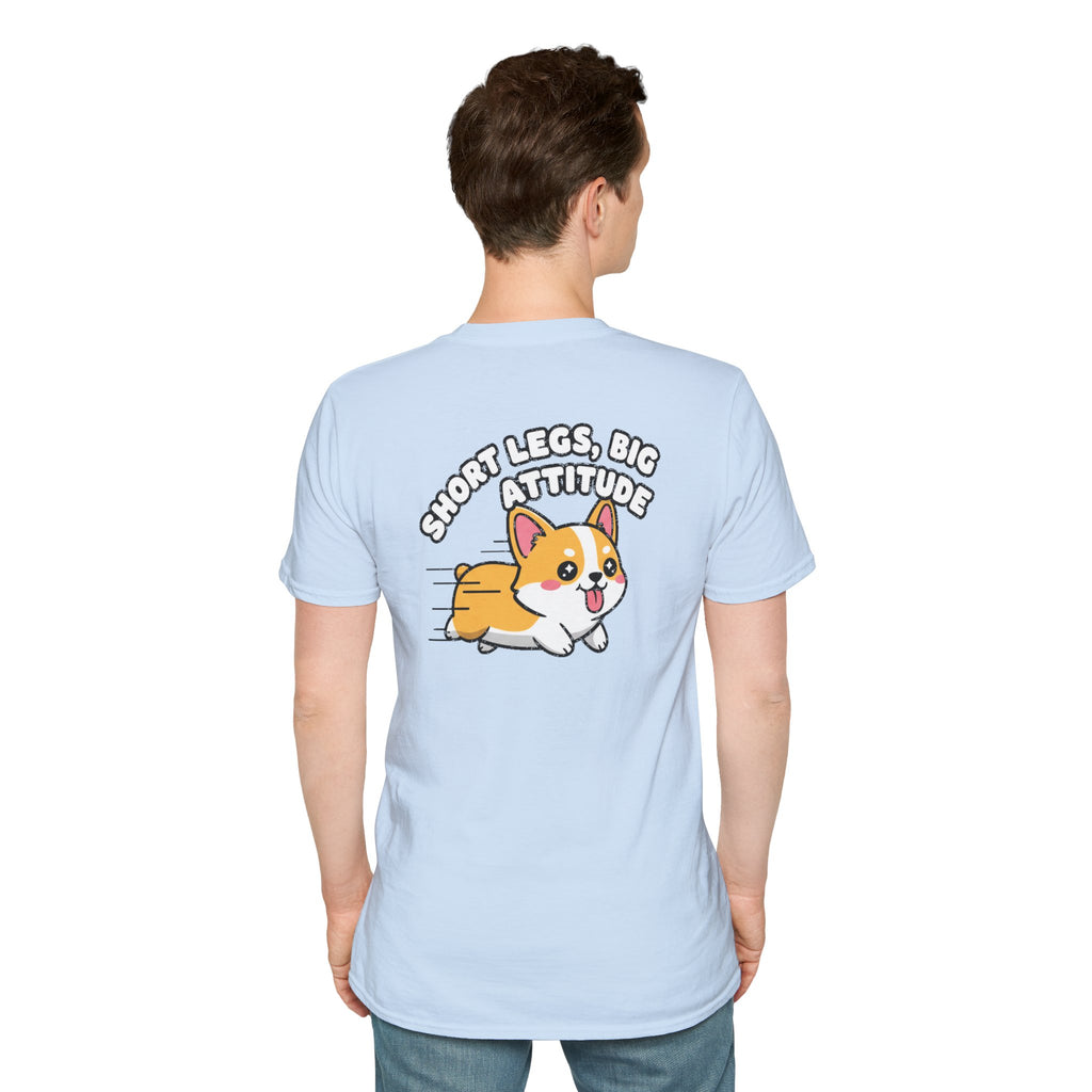 Cute Corgi Shirt Short Legs, Big Attitude Funny Dog Lover Unisex Softstyle Tee Gift