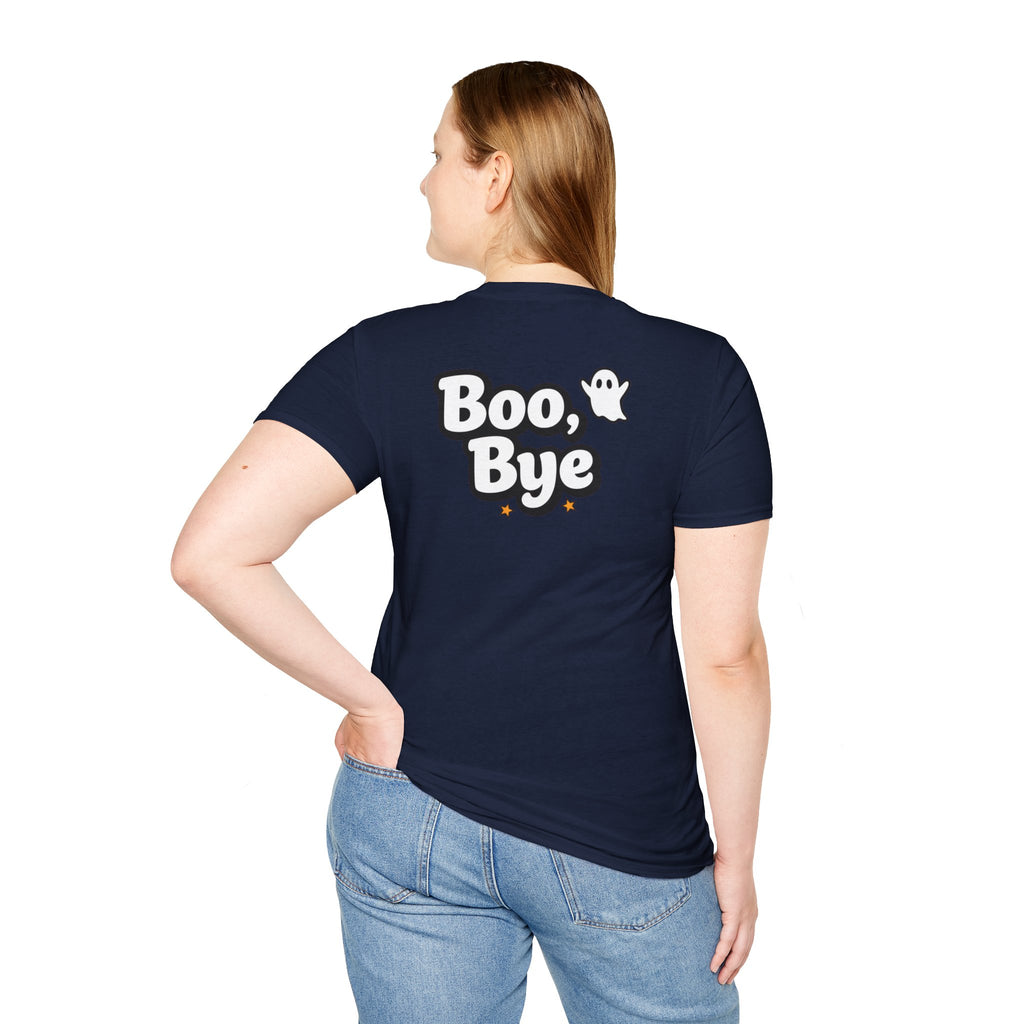 Dark Humor Halloween Shirt Boo Bye Funny Minimalist Ghost Sarcastic Unisex Softstyle Tee Adult Halloween Gift