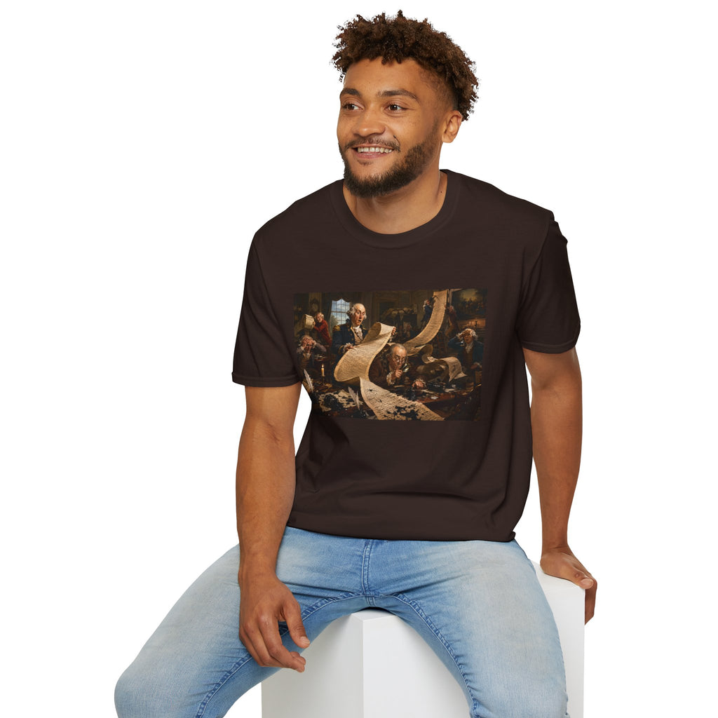 Funny USA Unisex Softstyle T-Shirt Giant Declaration Team Funny Patriotic T-Shirt United States of America Benjamin Franklin George Washington Tshirts