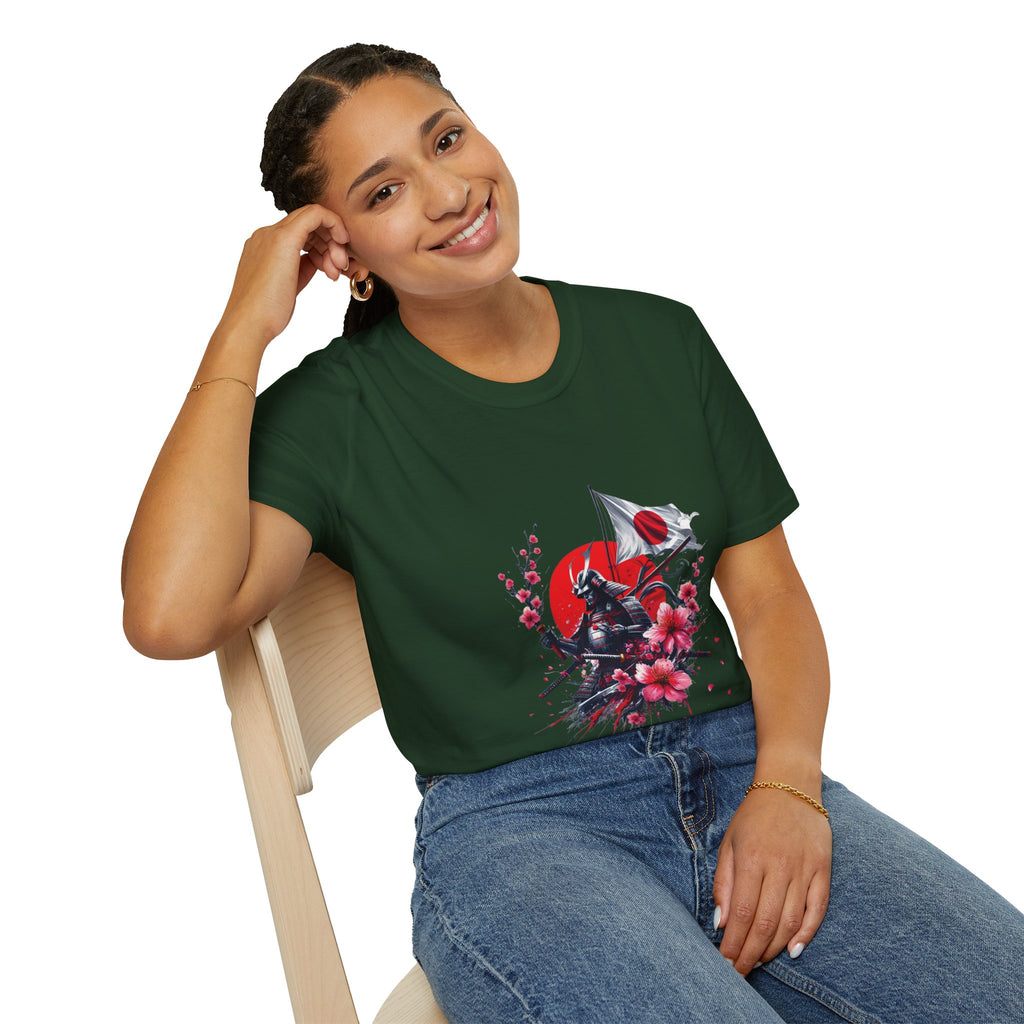 Japan Unisex Softstyle T-Shirt Japanese Art Sakura Samurai Cotton Gift Unique