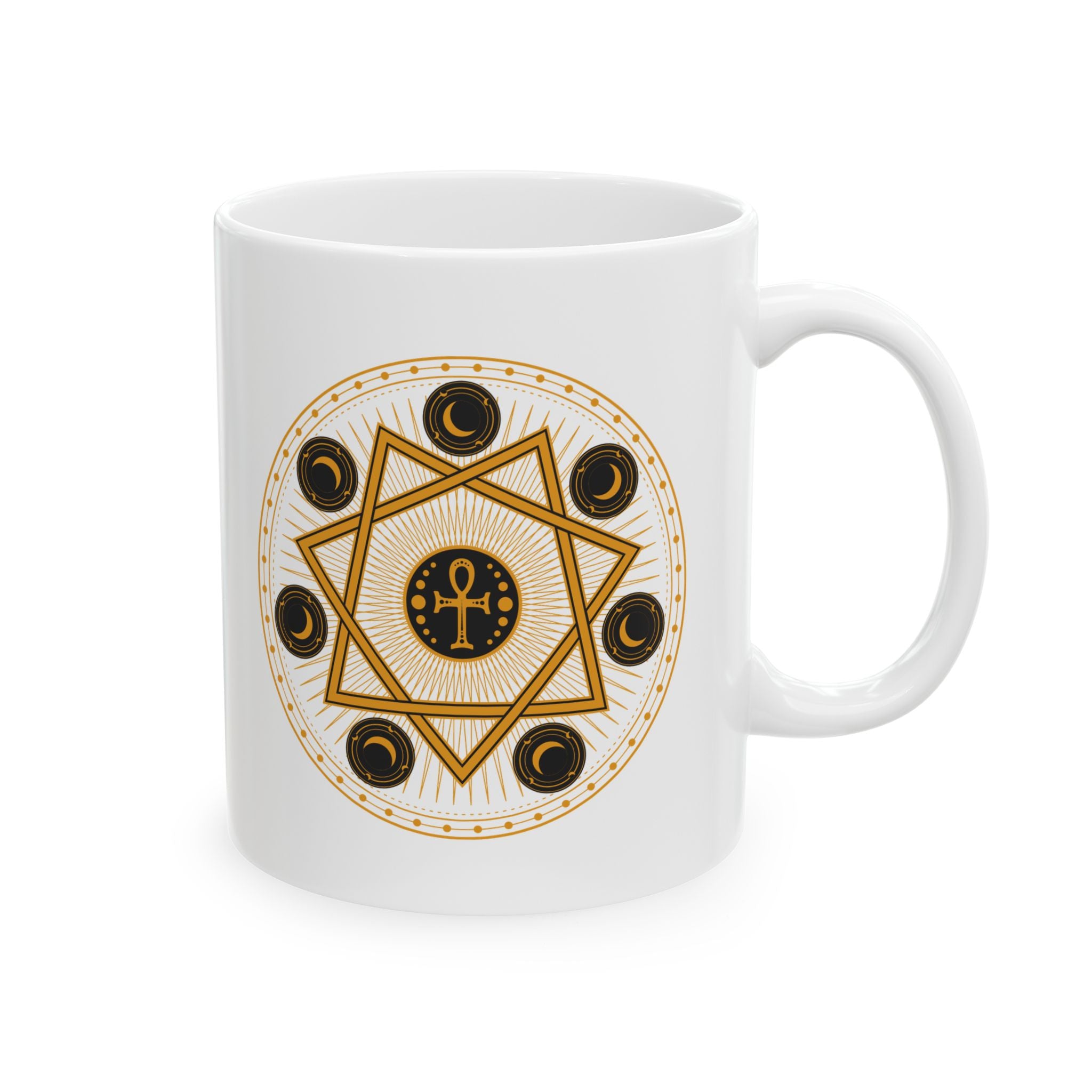 Egyptian Ankh Mug Esoteric Mason Symbol Pentagram Historic Tea Coffee Cup Gift