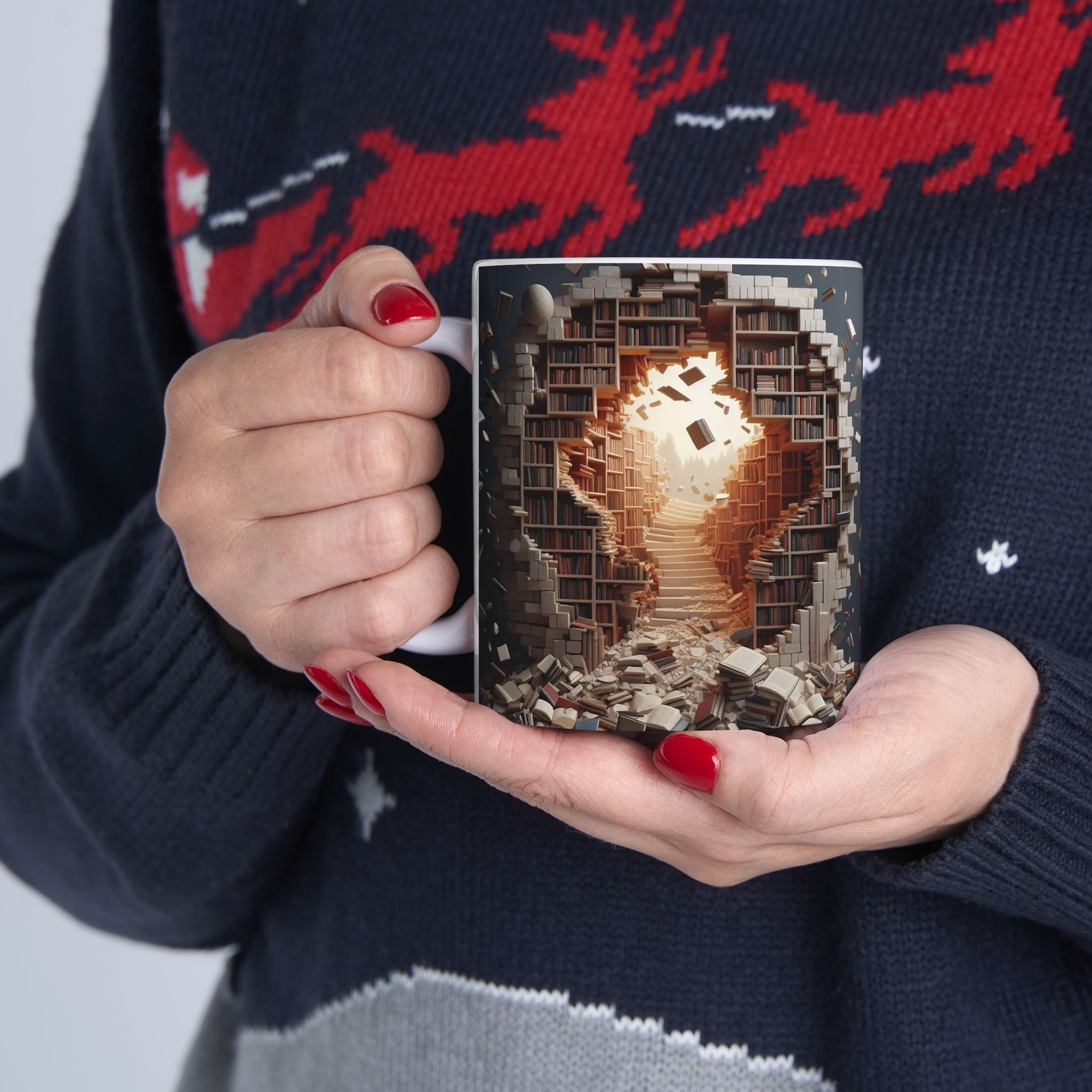 3D Library Bookshelf Mug Ceramic Mug Book Lovers Coffee Mug Gifts Funny Mug Cup 2026