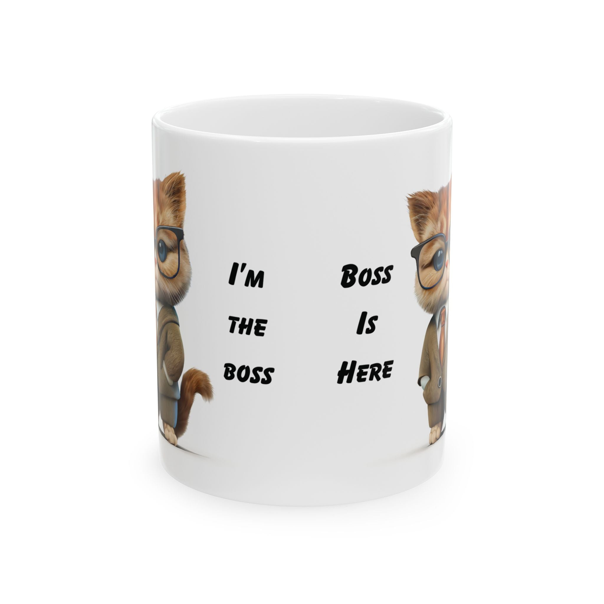 Funny Kitty Boss Cat Mug Coffee Grumpy Mug Cat Adorable 3D Cat Print Cup 11oz