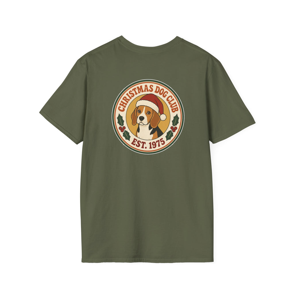 Retro Christmas Dog T-Shirt Christmas Dog Club Vintage Dog Lover Shirt Unisex Softstyle Tee Christmas Gift