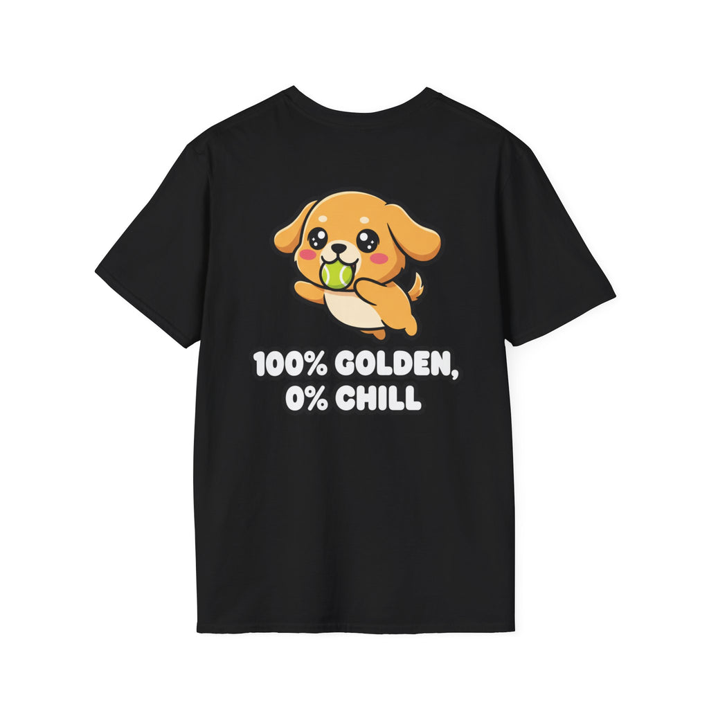 Cute Golden Retriever Shirt 100% Golden, 0% Chill Funny Dog Lover Unisex Softstyle Tee Gift
