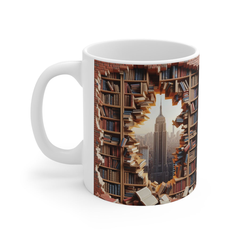 3D Bookshelf Mug Library Mugs Cute New York Coffee Cup Tea Mug Gift Friend Funny