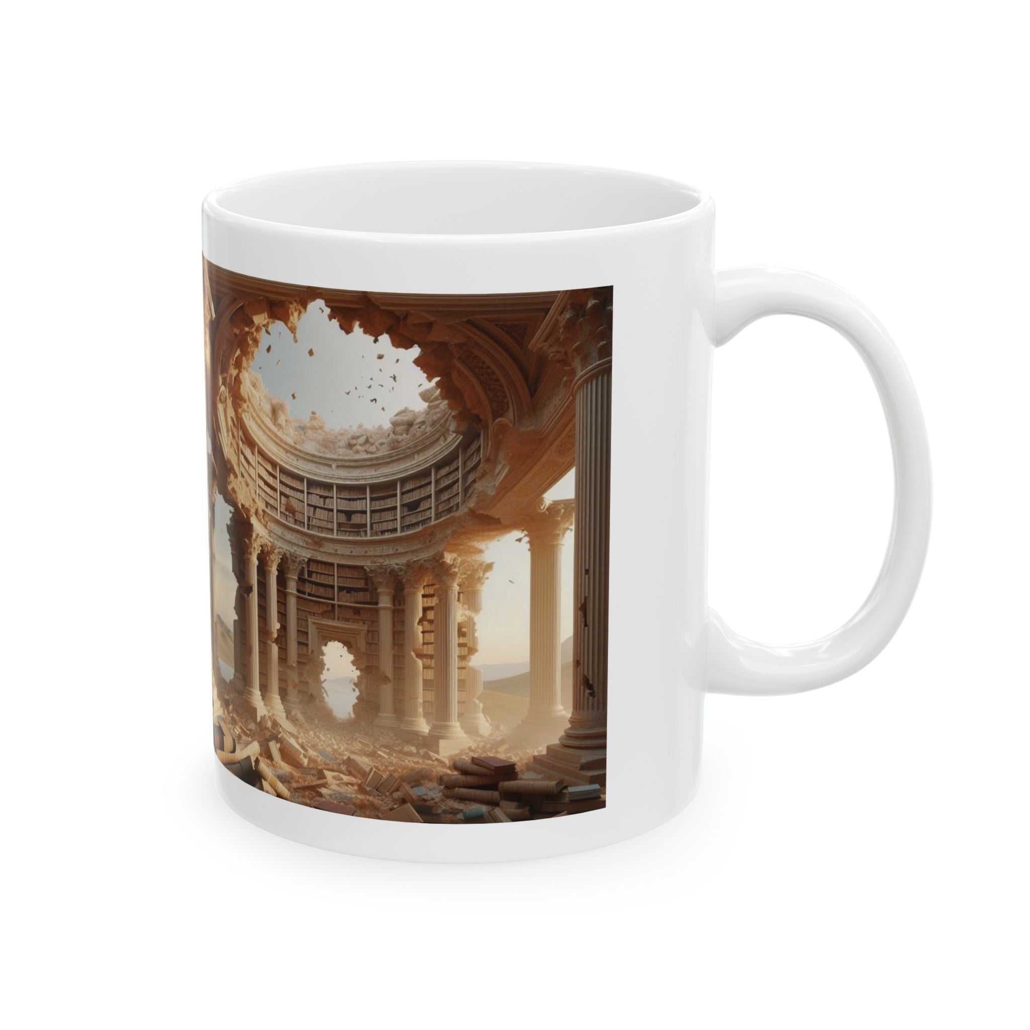 3D Ancient Library Bookshelf Mug Unique Ceramic Mug Coffee Cup Funny Gift Love 11oz